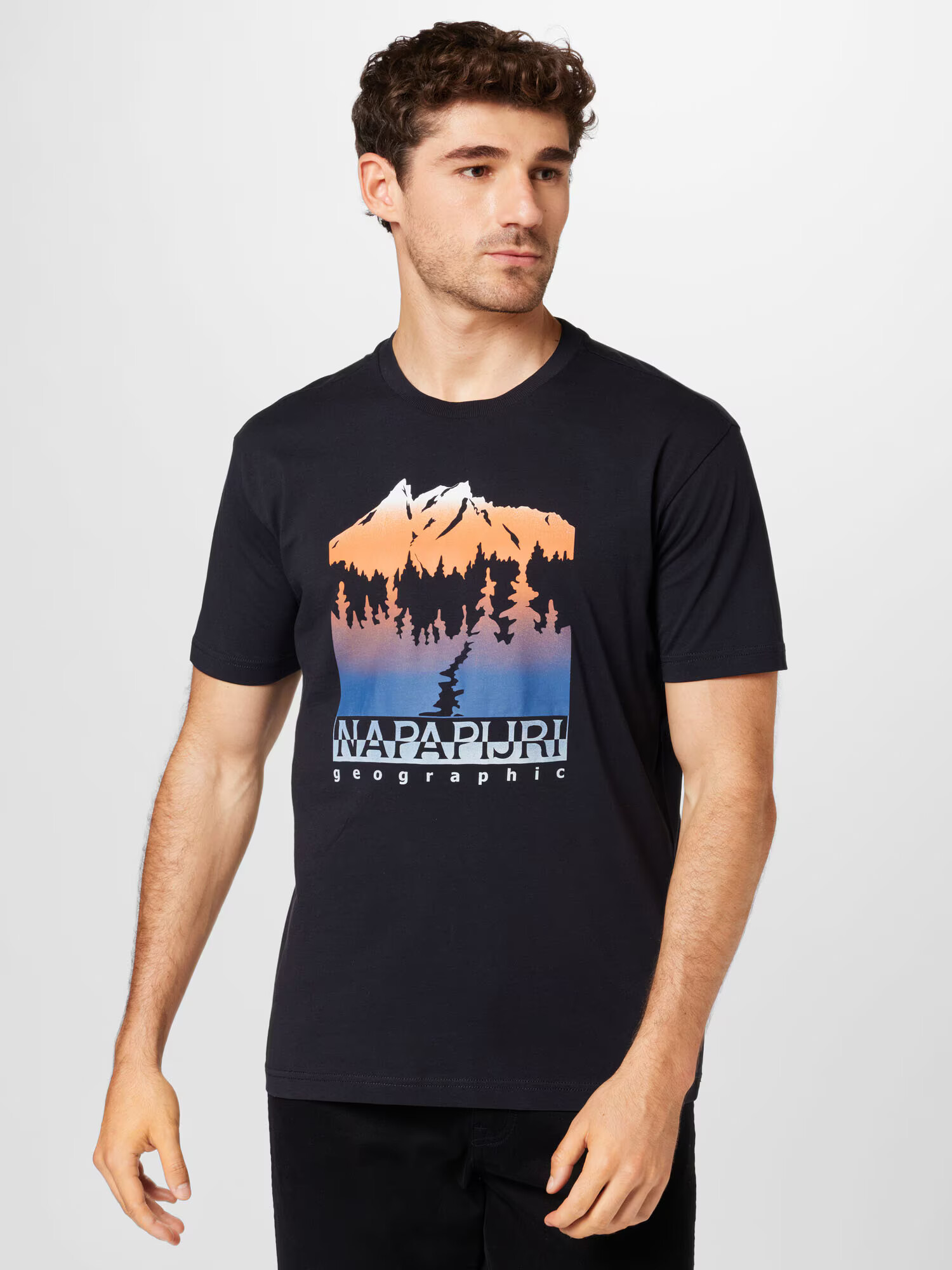 NAPAPIJRI Tricou 'HILL' albastru deschis / portocaliu / negru / alb - Pled.ro