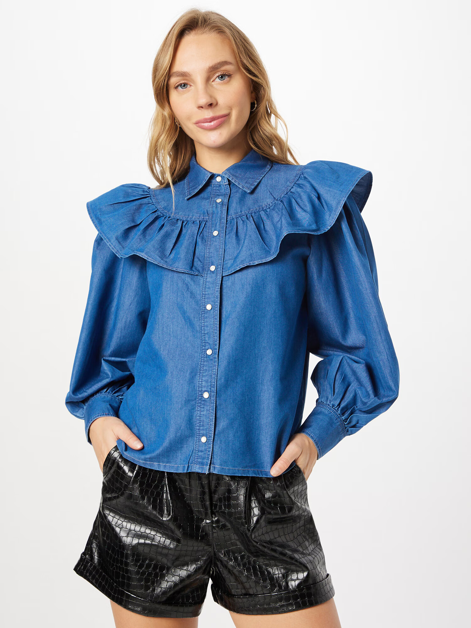 Nasty Gal Bluză albastru denim - Pled.ro