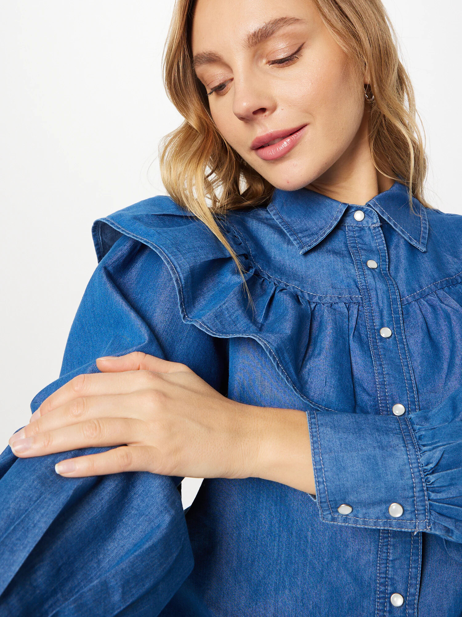 Nasty Gal Bluză albastru denim - Pled.ro