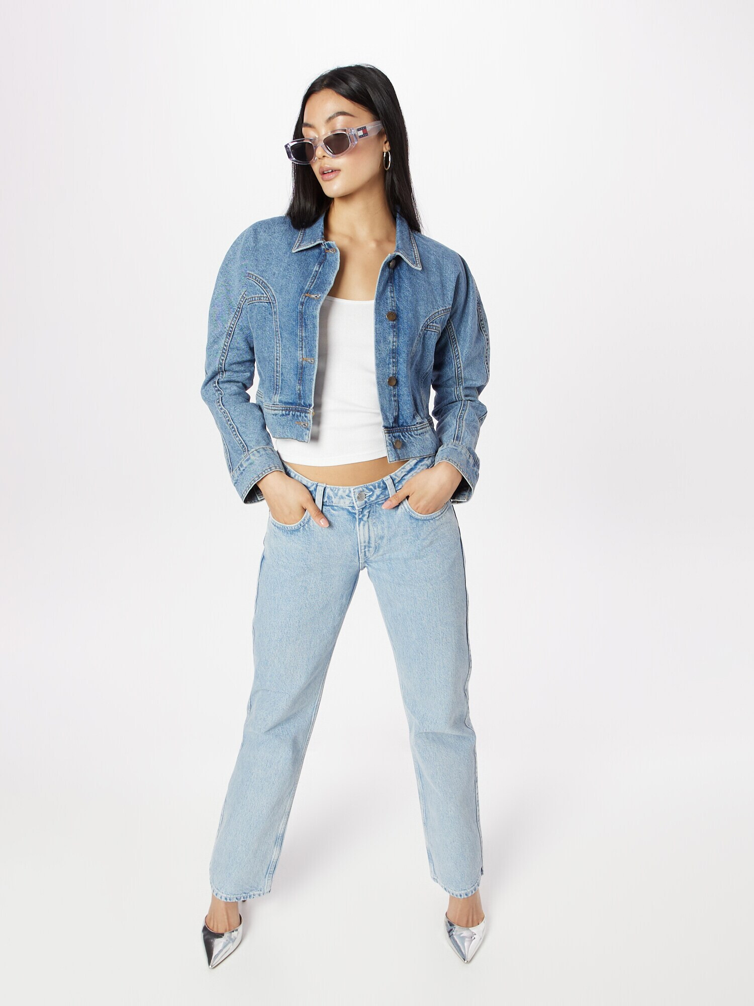 Nasty Gal Geacă de primăvară-toamnă albastru denim - Pled.ro