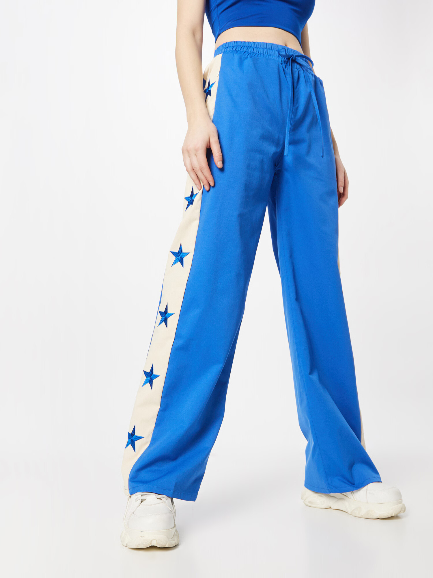 Nasty Gal Pantaloni albastru / alb - Pled.ro