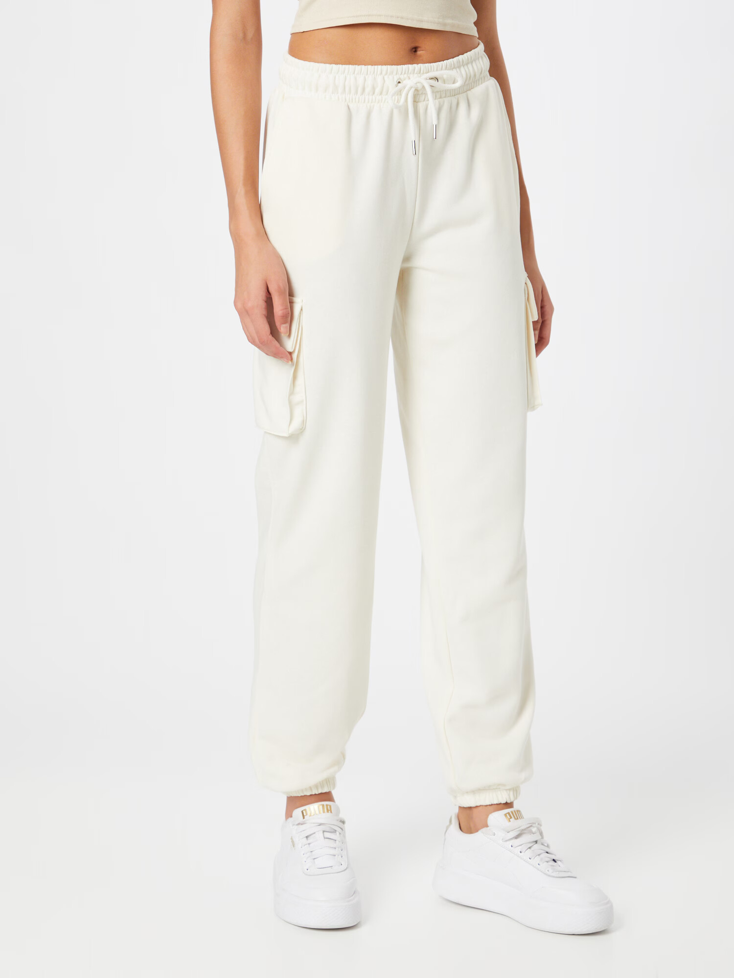 Nasty Gal Pantaloni cu buzunare crem - Pled.ro