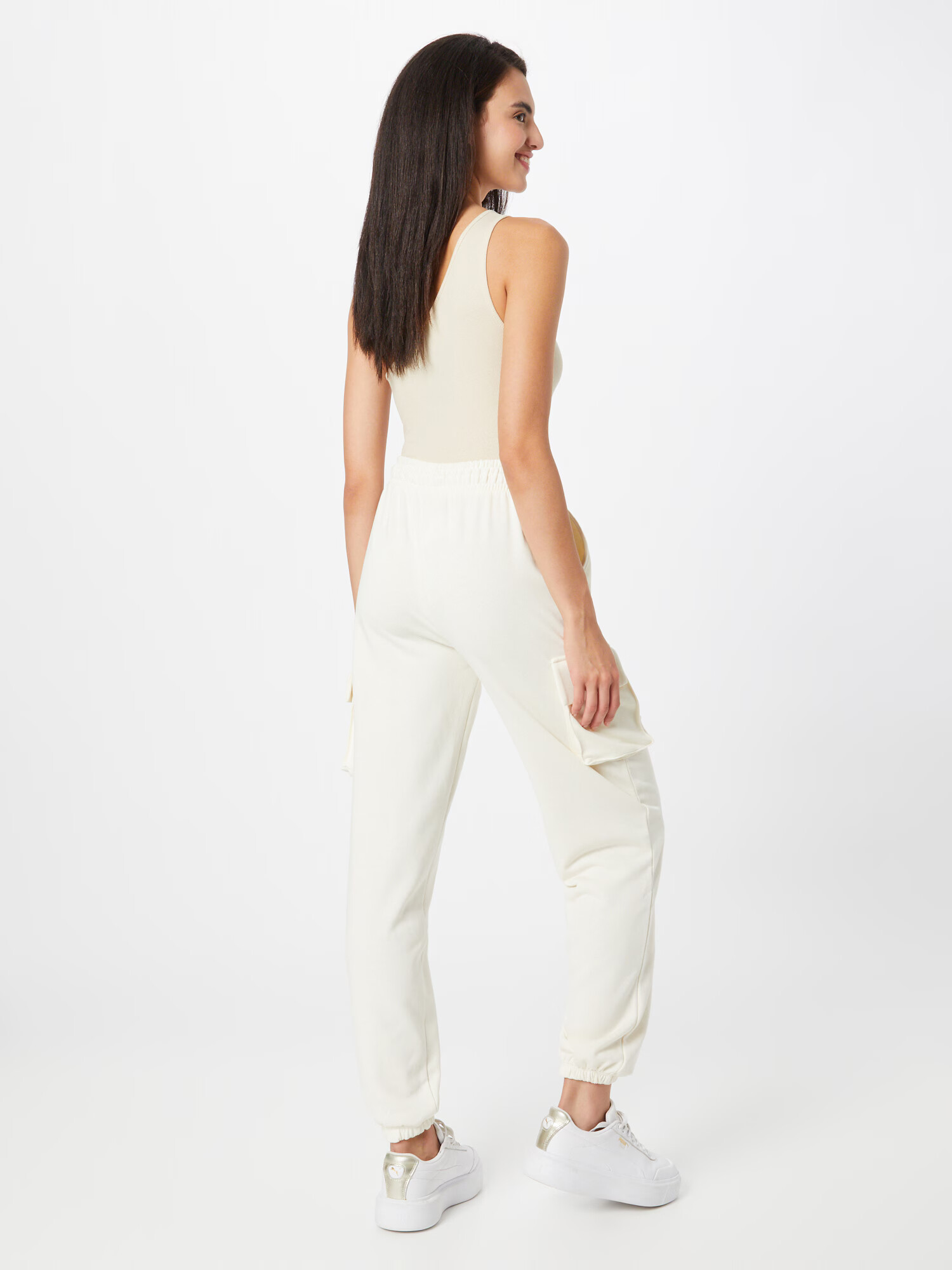 Nasty Gal Pantaloni cu buzunare crem - Pled.ro