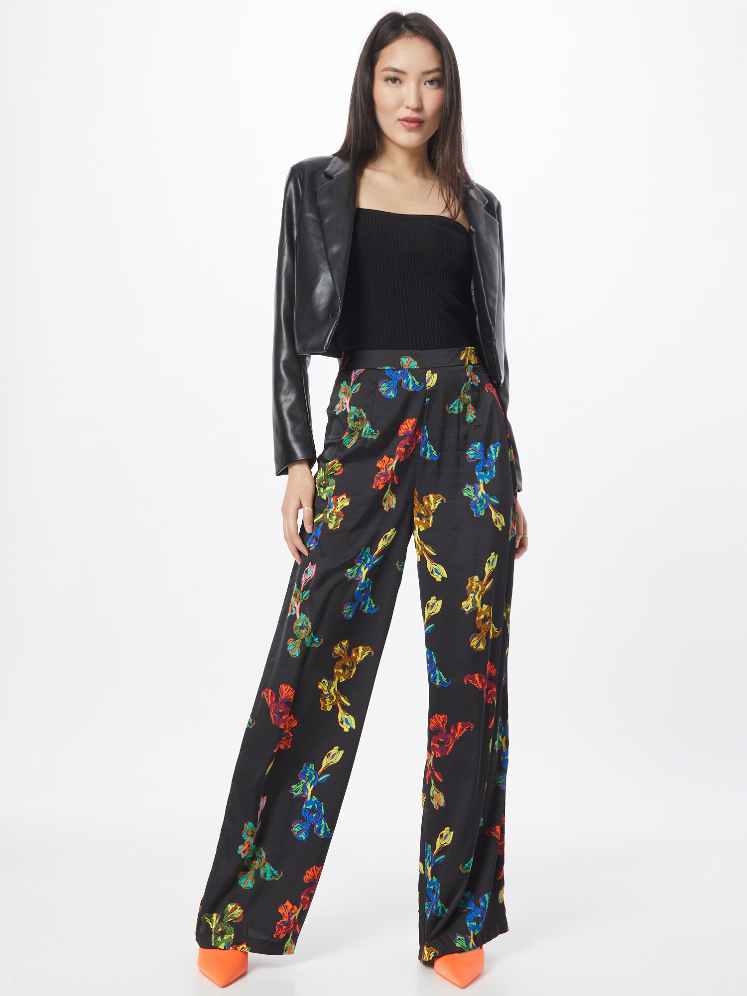 Nasty Gal Pantaloni cutați galben citron / verde / lila / portocaliu / negru - Pled.ro