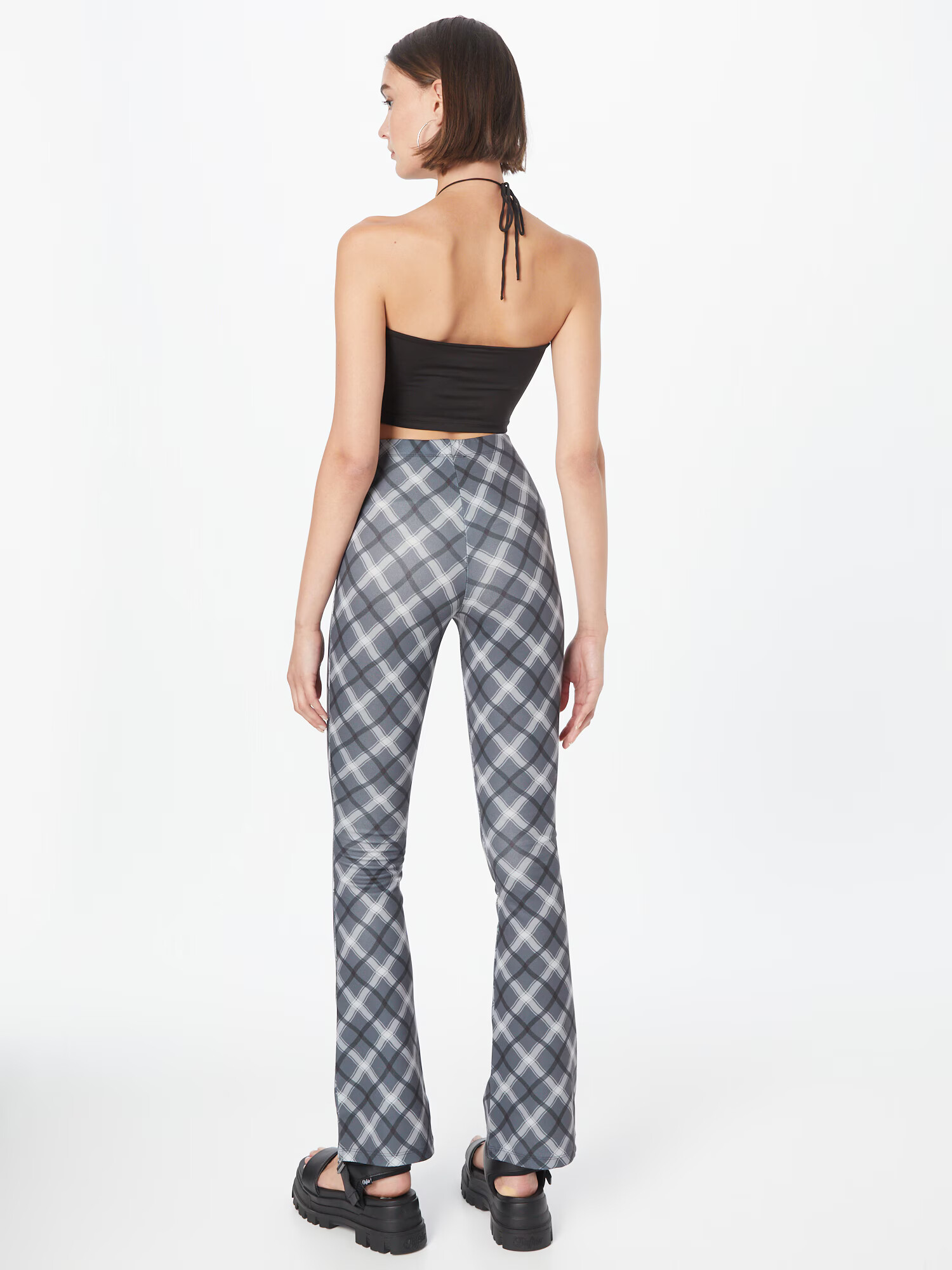 Nasty Gal Pantaloni gri / gri închis / alb - Pled.ro