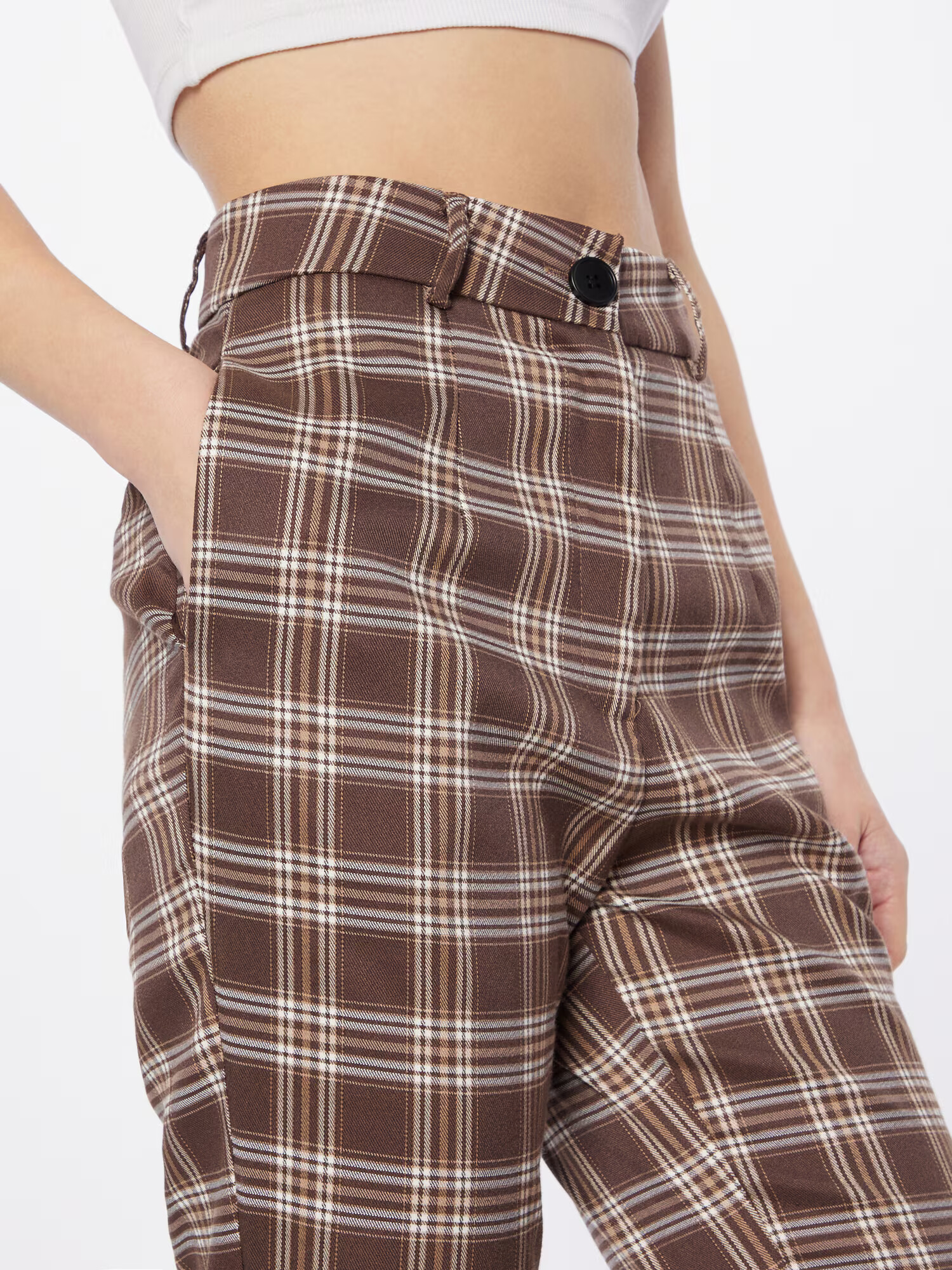 Nasty Gal Pantaloni ocru / maro închis / alb murdar - Pled.ro