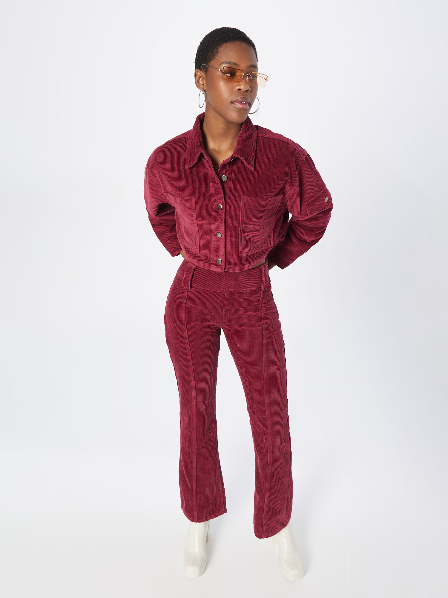 Nasty Gal Pantaloni roșu burgundy - Pled.ro