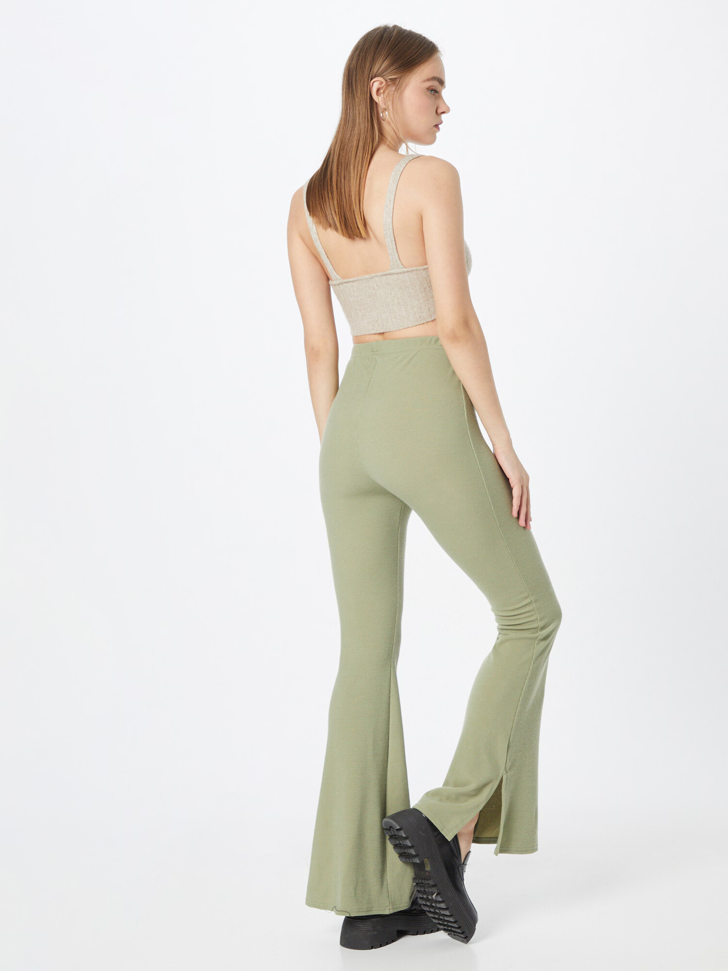 Nasty Gal Pantaloni verde deschis - Pled.ro