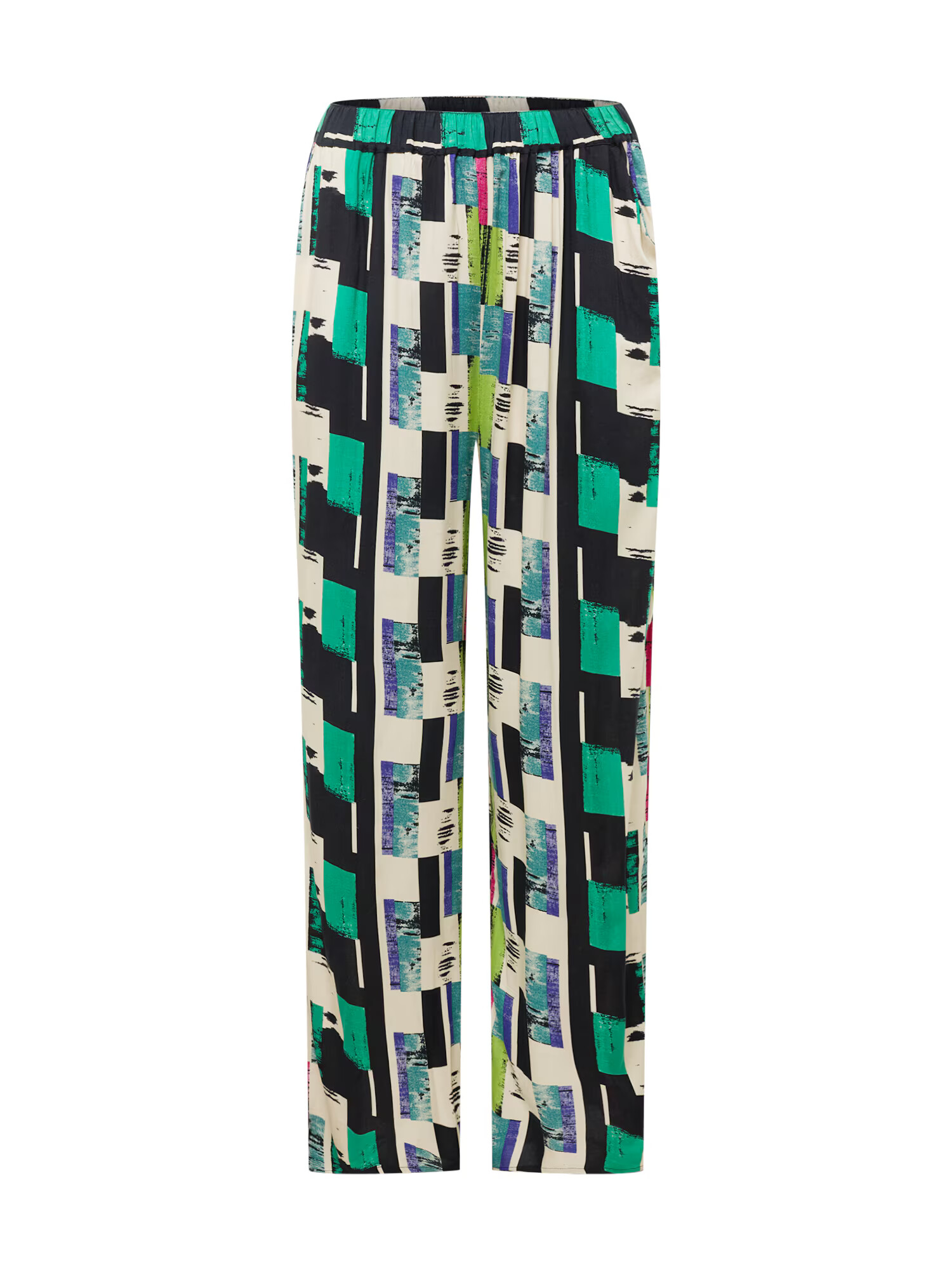 Nasty Gal Plus Pantaloni crem / albastru porumbel / verde / negru - Pled.ro