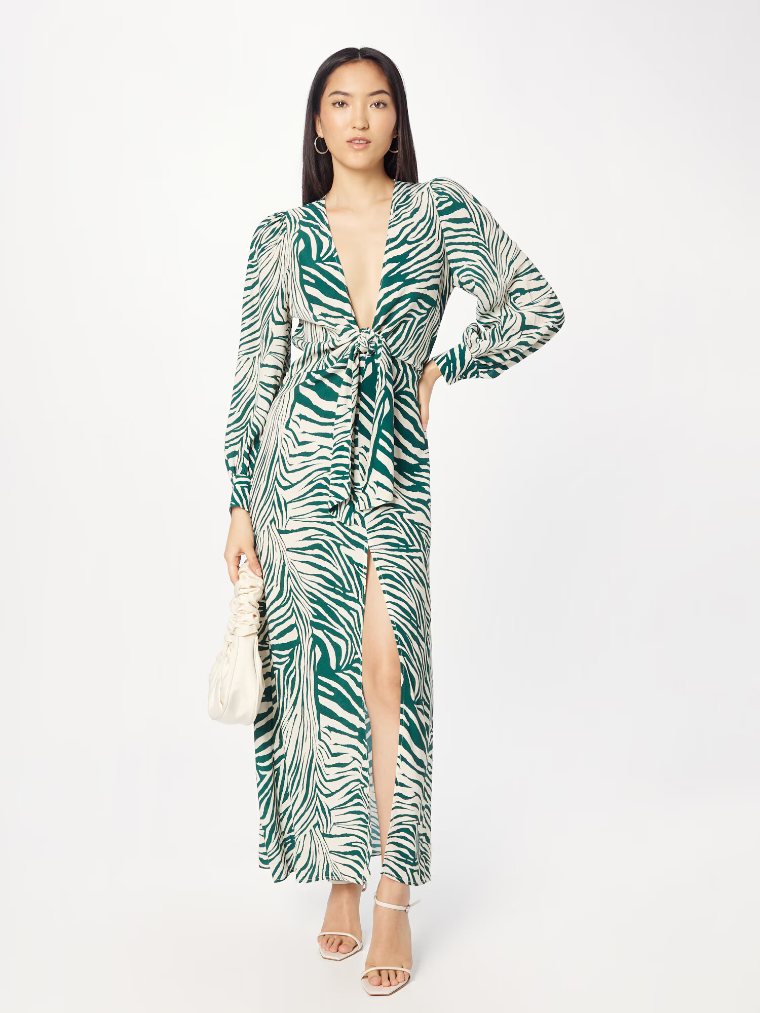 Nasty Gal Rochie ecru / verde - Pled.ro