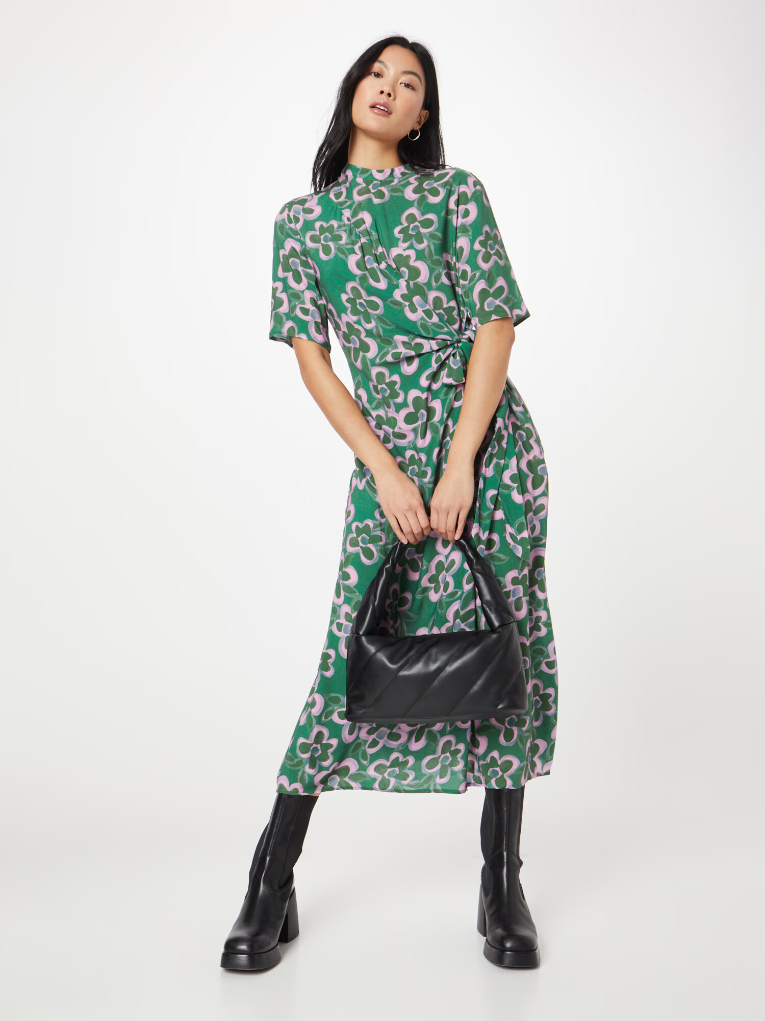 Nasty Gal Rochie verde iarbă / roz eozină - Pled.ro