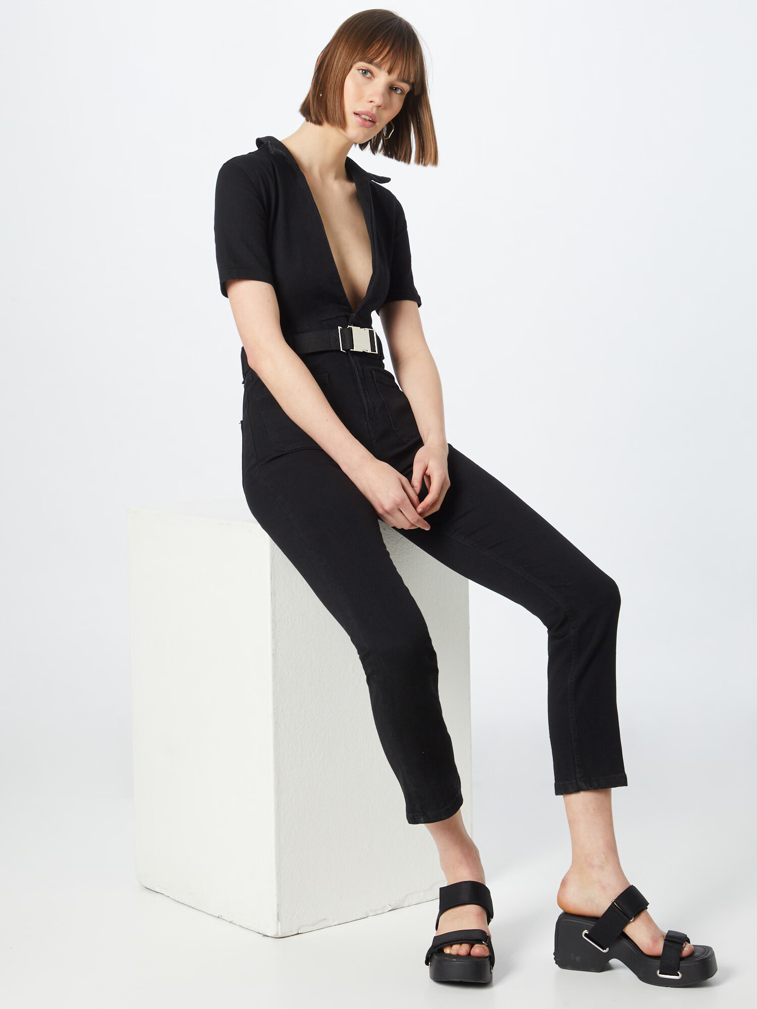 Nasty Gal Salopeta negru denim - Pled.ro