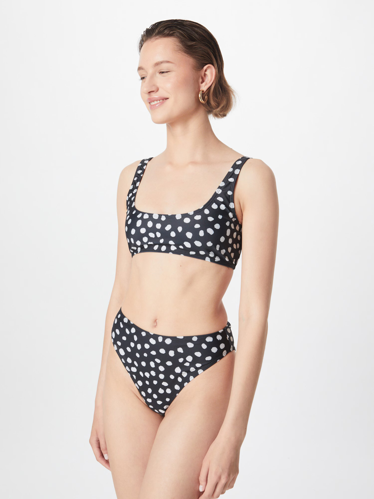 Nasty Gal Sutien costum de baie negru / alb natural - Pled.ro