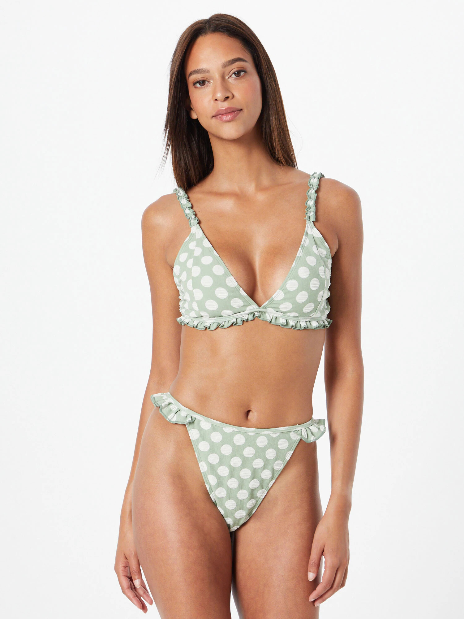 Nasty Gal Sutien costum de baie verde pastel / alb - Pled.ro