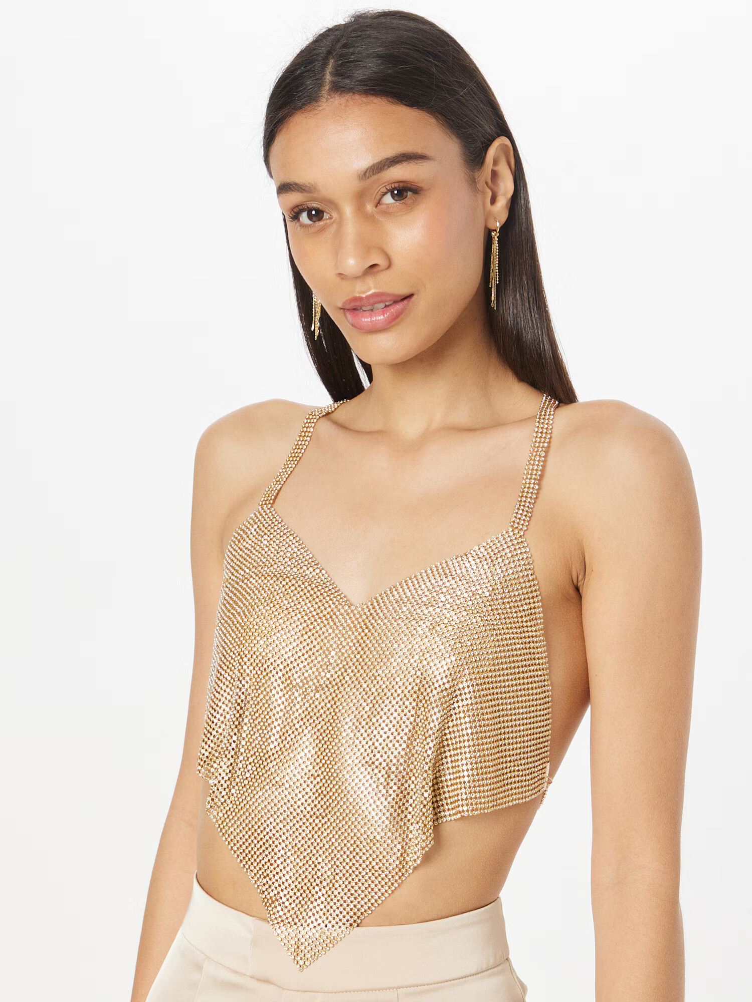 Nasty Gal Top auriu / transparent - Pled.ro