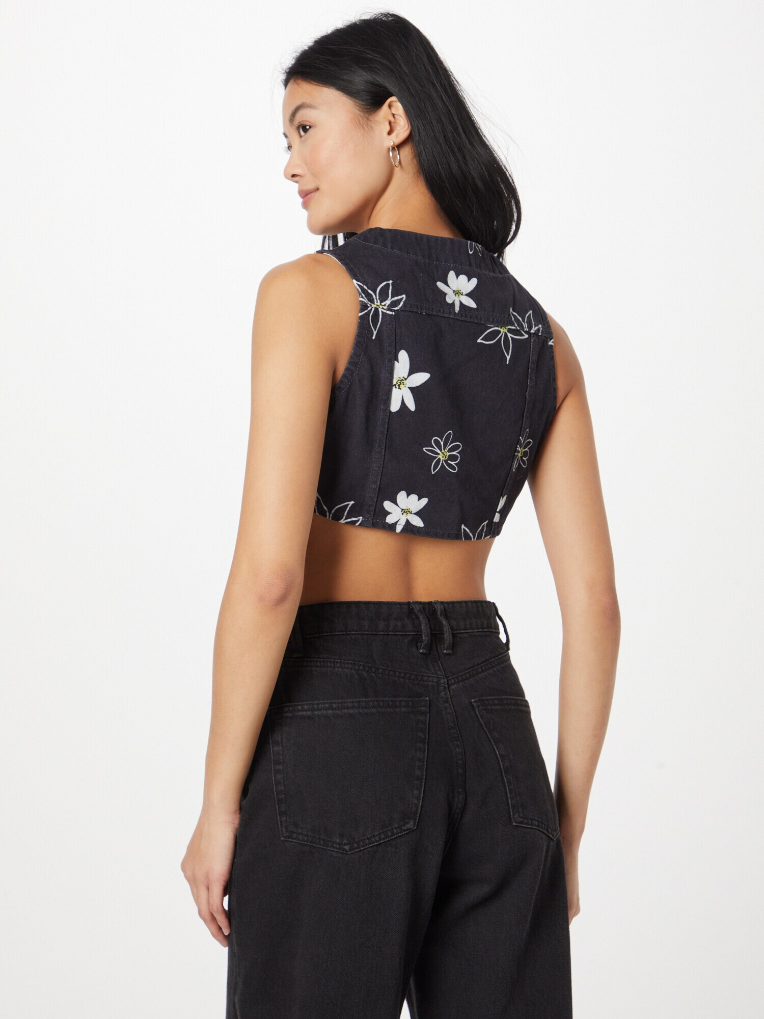 Nasty Gal Top 'Daisy' albastru noapte / galben citron / alb - Pled.ro