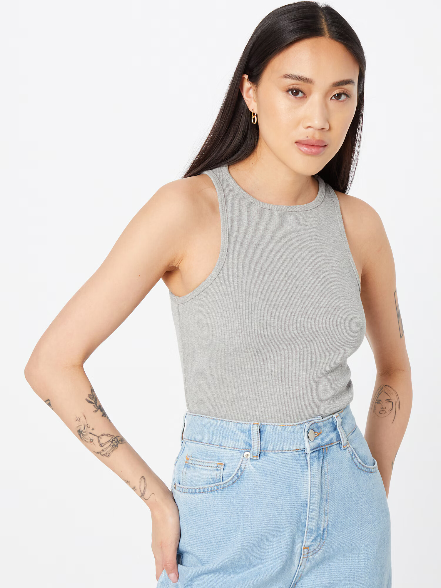 Nasty Gal Top gri amestecat - Pled.ro