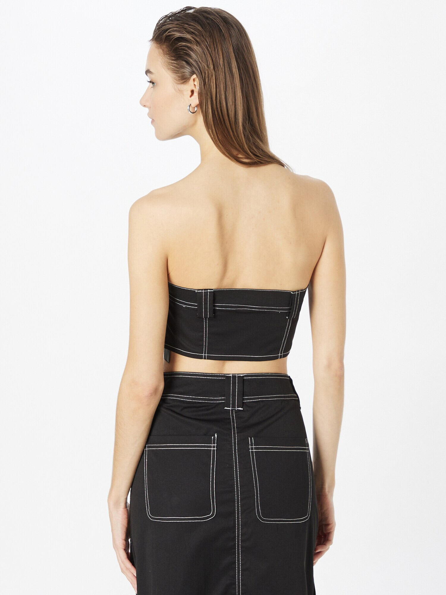 Nasty Gal Top negru / alb - Pled.ro