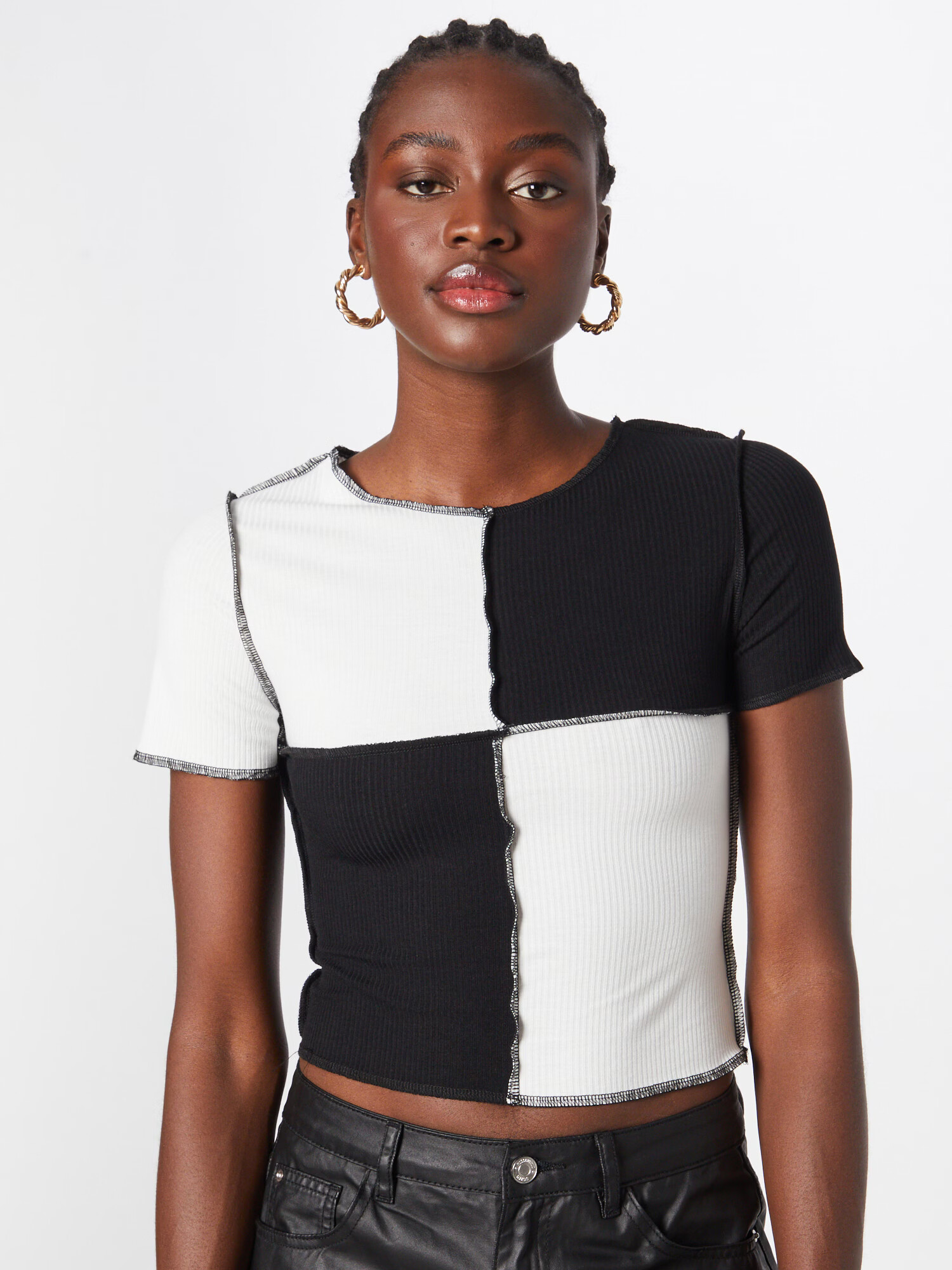 Nasty Gal Tricou negru / alb - Pled.ro