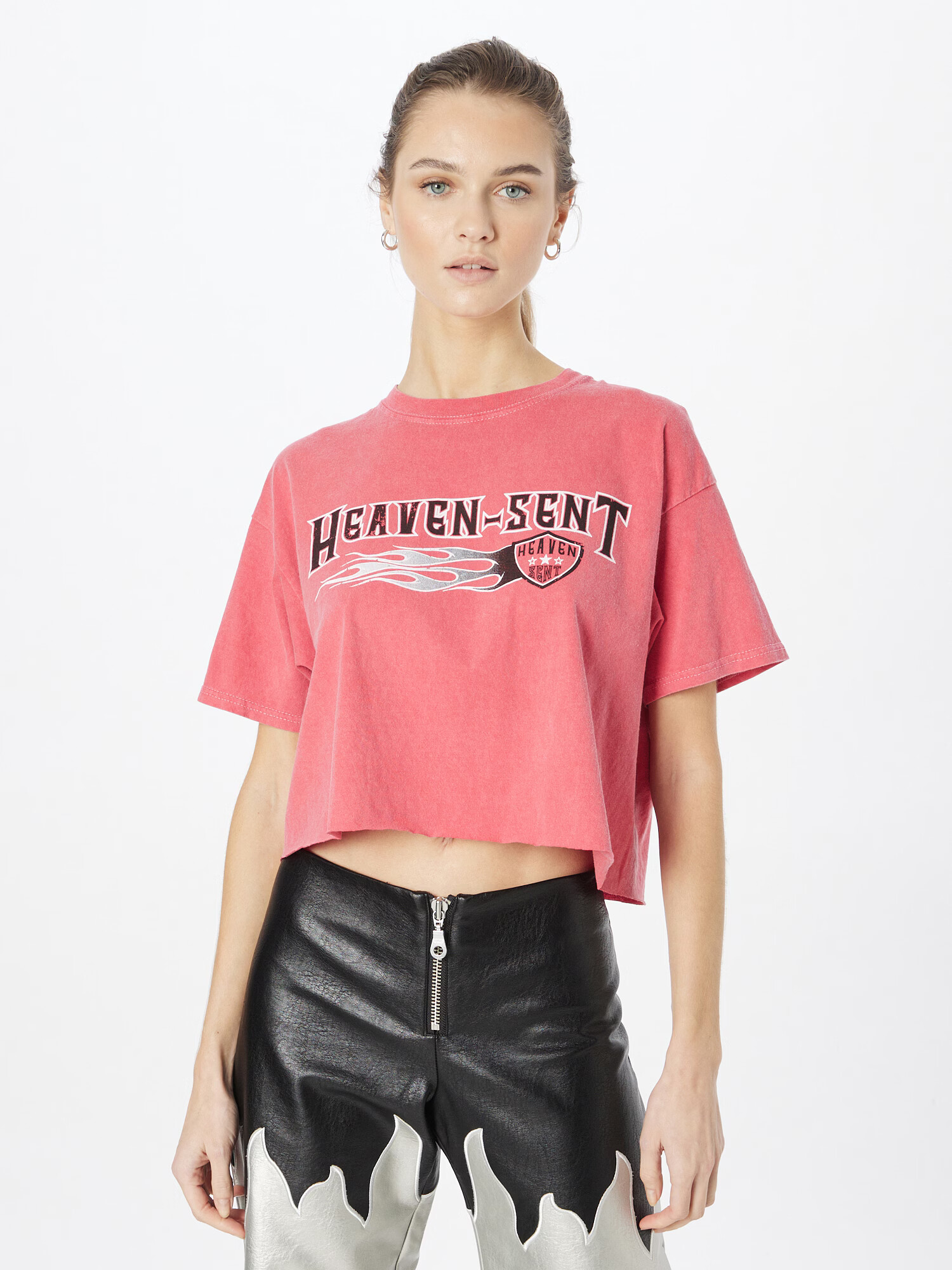 Nasty Gal Tricou rosé / negru / alb - Pled.ro