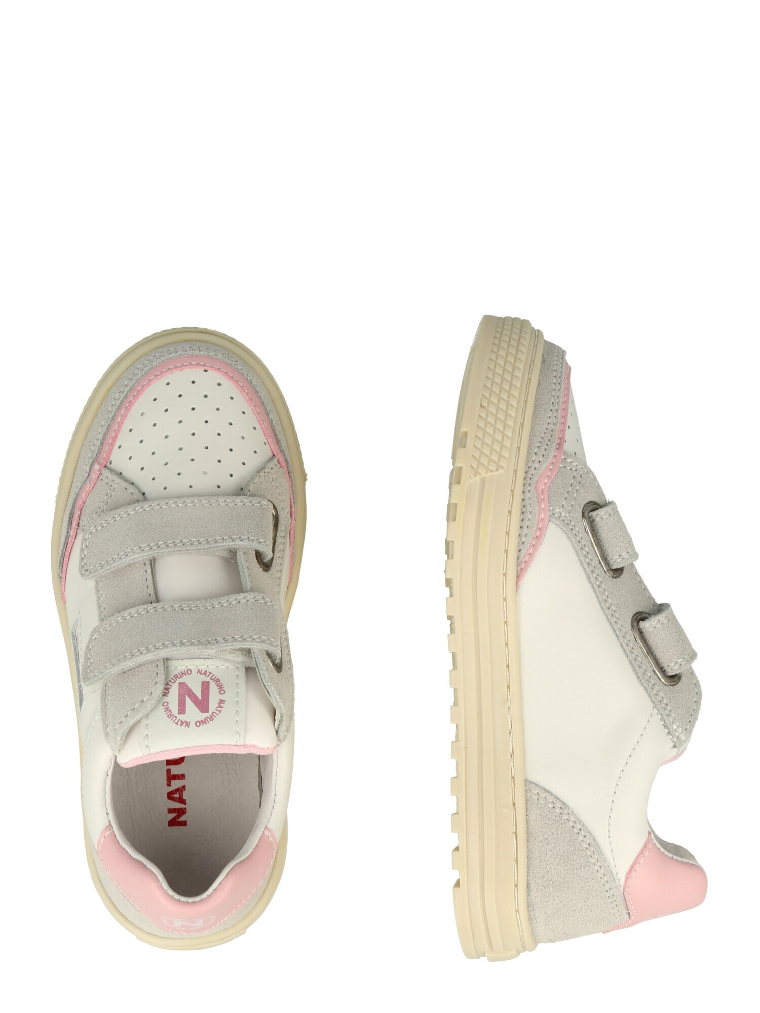 NATURINO Sneaker 'ARITON' gri fumuriu / roz deschis / alb - Pled.ro