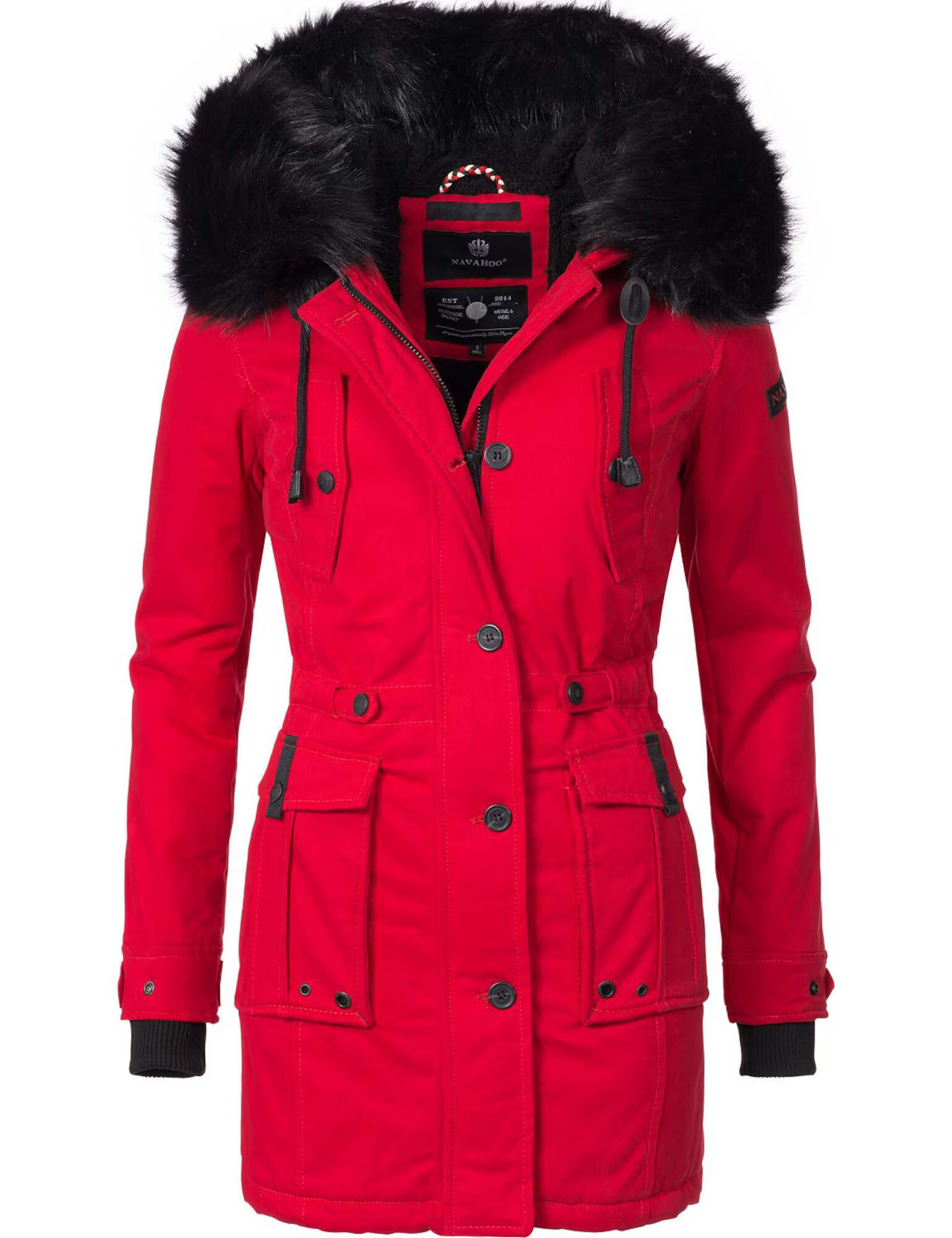 NAVAHOO Parka de iarnă 'Luluna' roșu cranberry / negru - Pled.ro