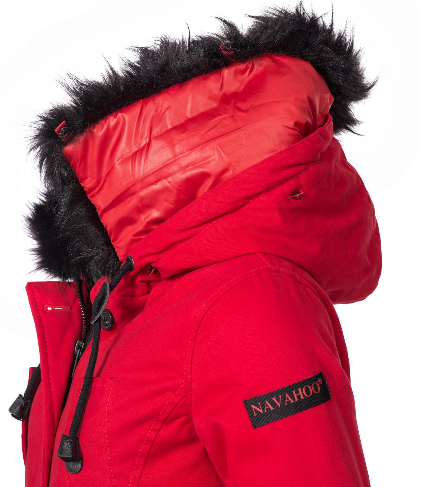 NAVAHOO Parka de iarnă 'Luluna' roșu cranberry / negru - Pled.ro