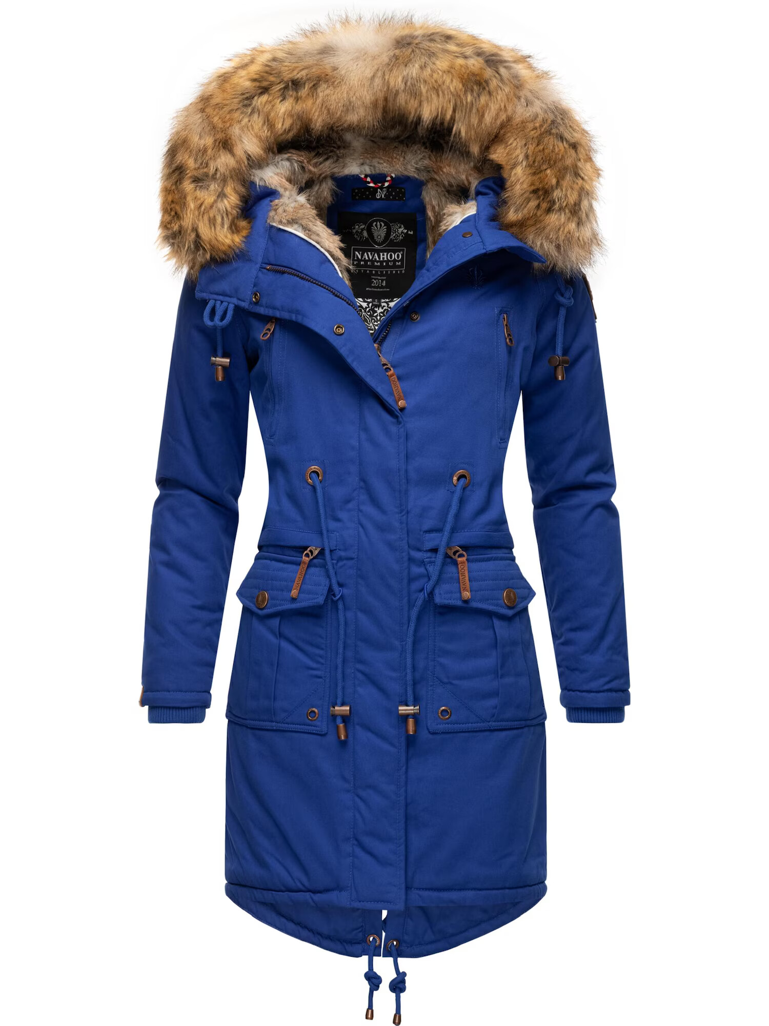 NAVAHOO Parka de iarnă 'Rosinchen' indigo / maro caramel - Pled.ro