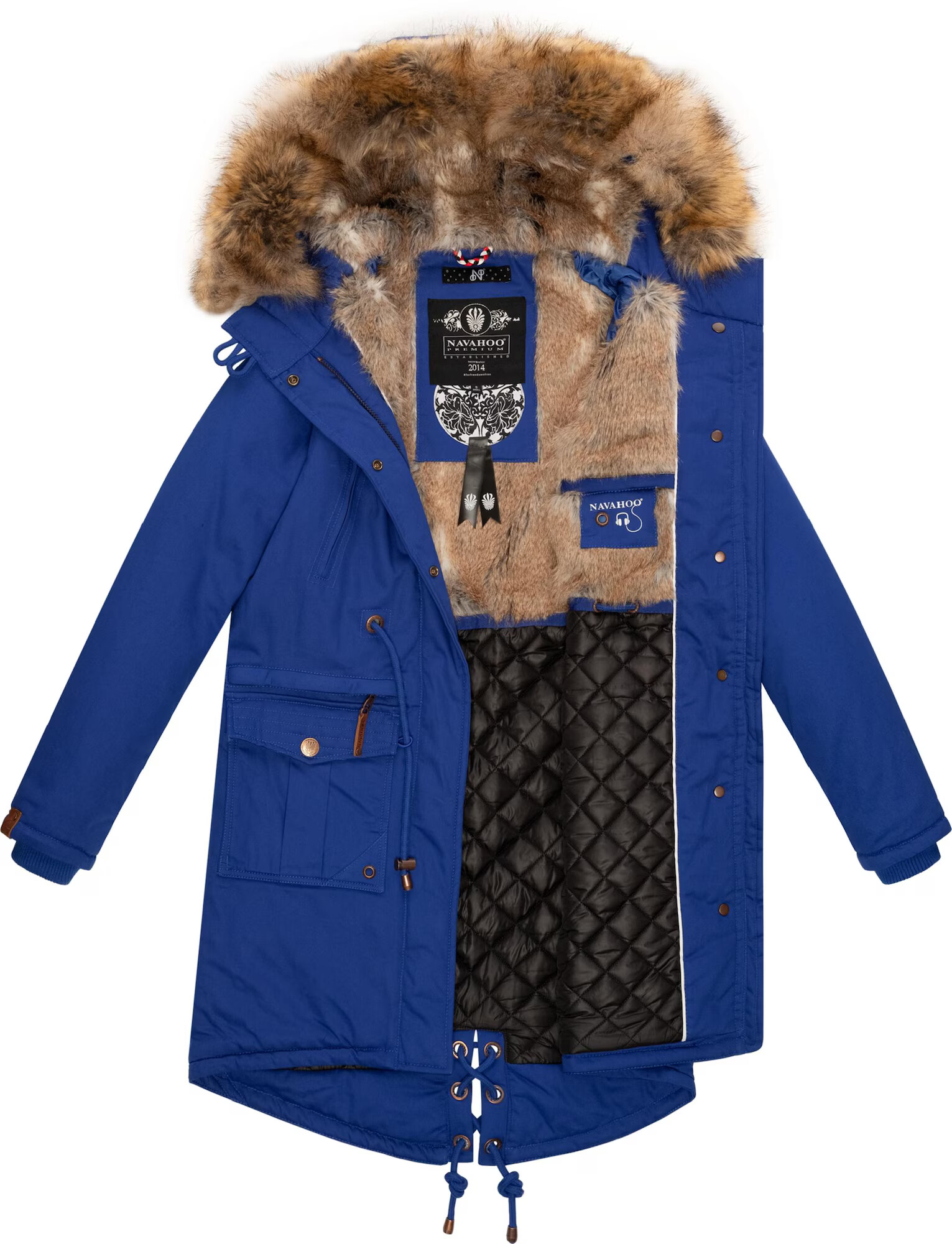 NAVAHOO Parka de iarnă 'Rosinchen' indigo / maro caramel - Pled.ro