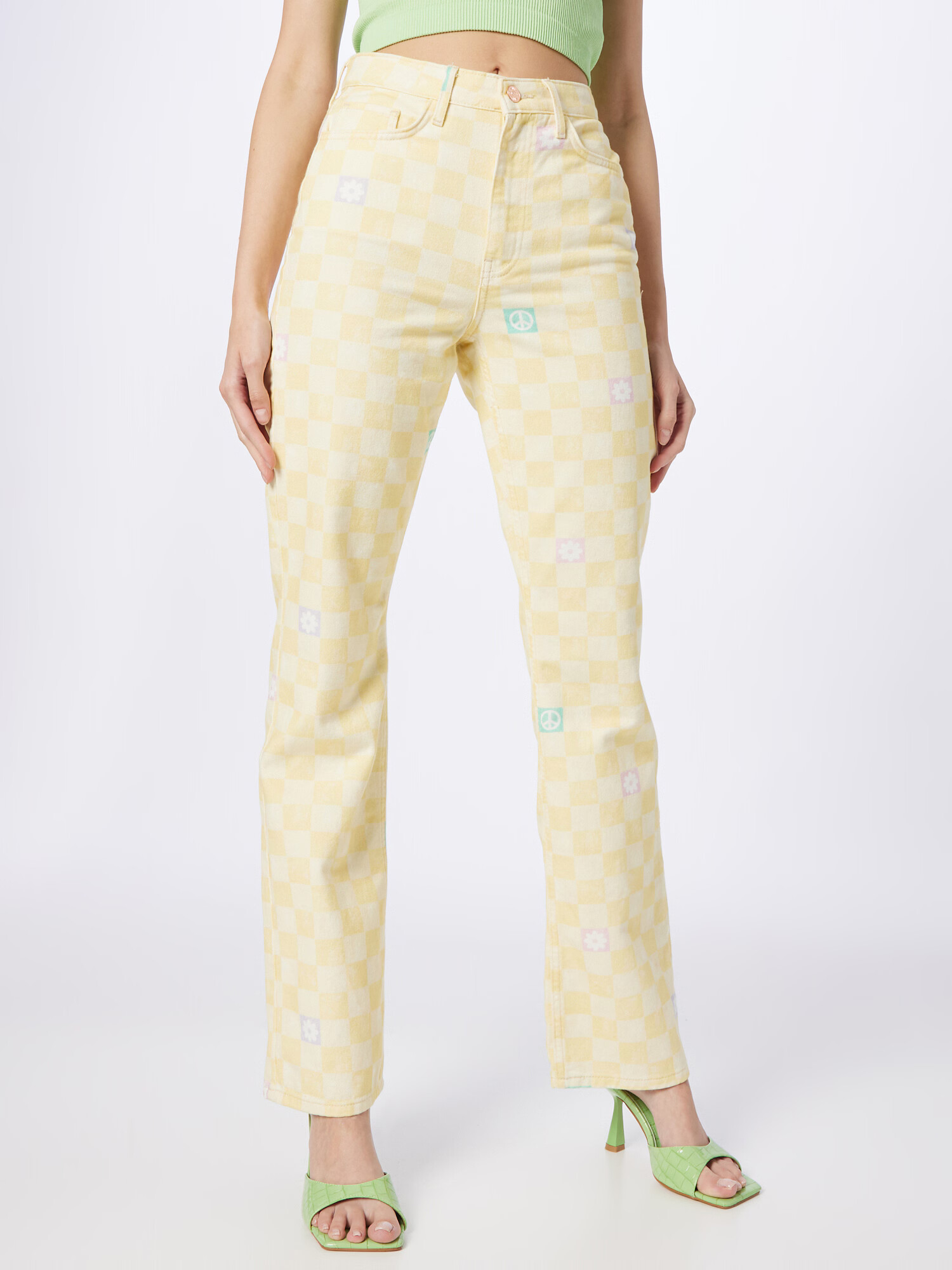 NEON & NYLON Pantaloni 'CRAY' turcoaz / galben deschis / mov pastel / alb murdar - Pled.ro