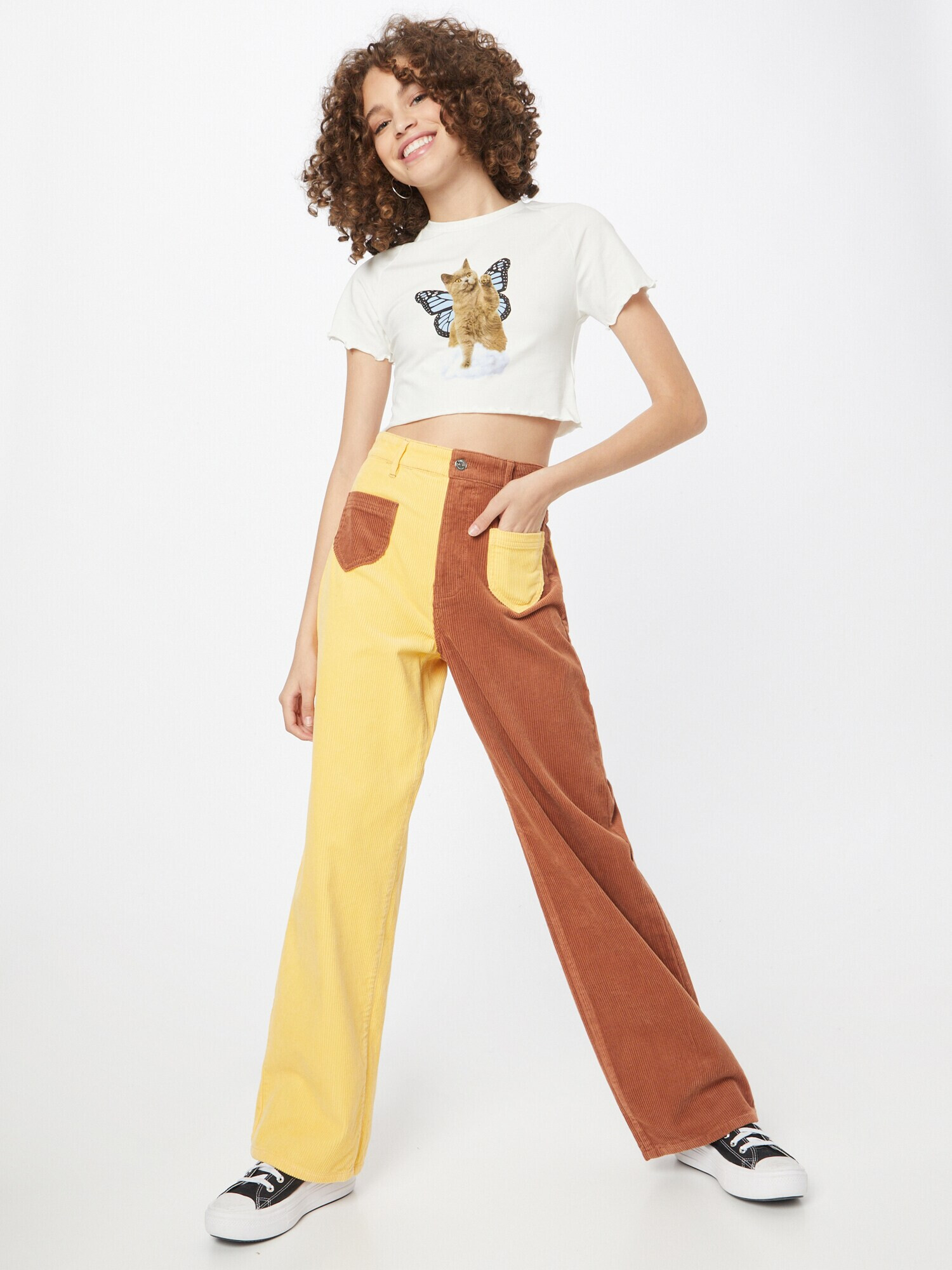 NEON & NYLON Pantaloni 'HOPE' maro / galben - Pled.ro