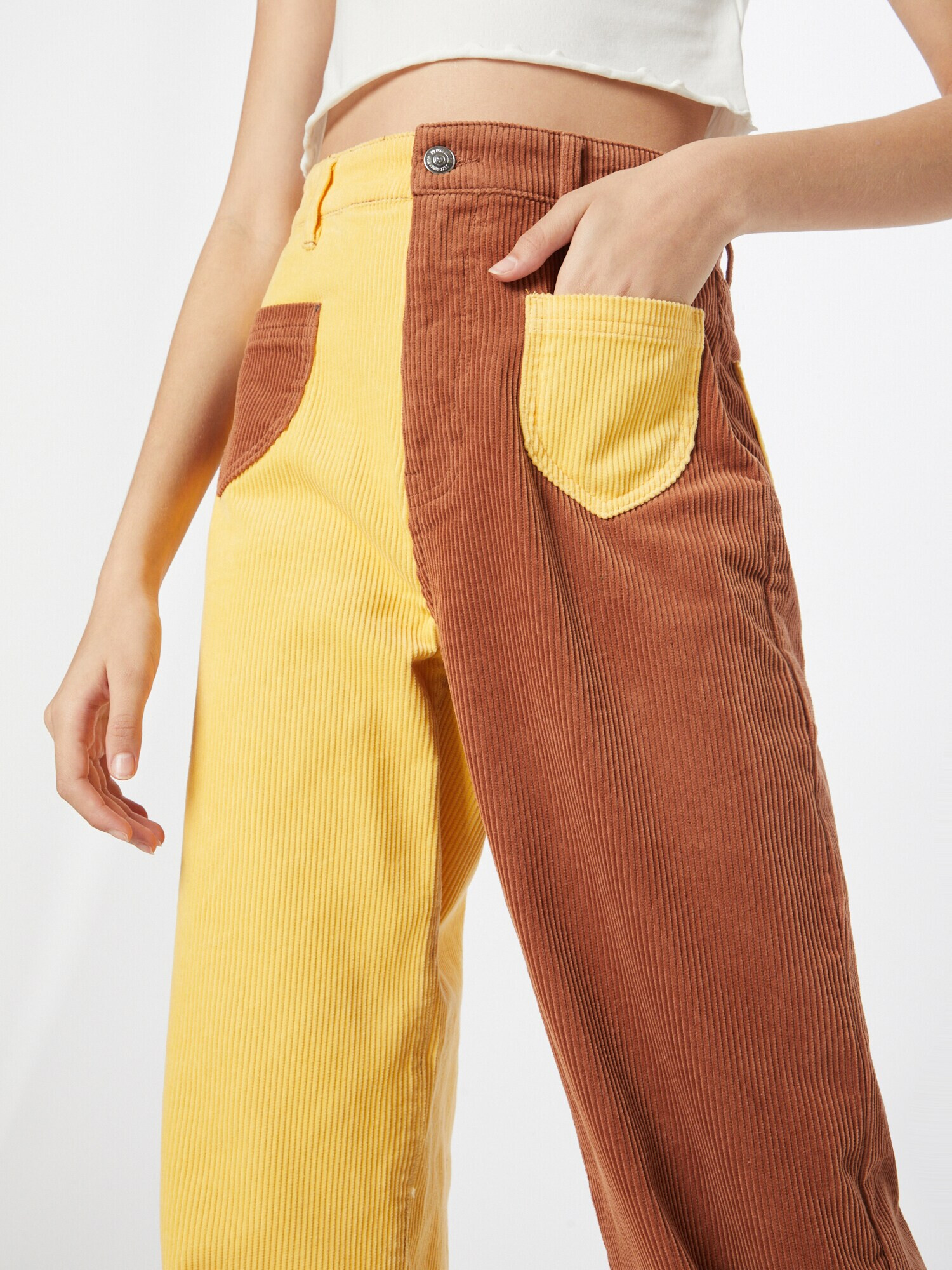 NEON & NYLON Pantaloni 'HOPE' maro / galben - Pled.ro