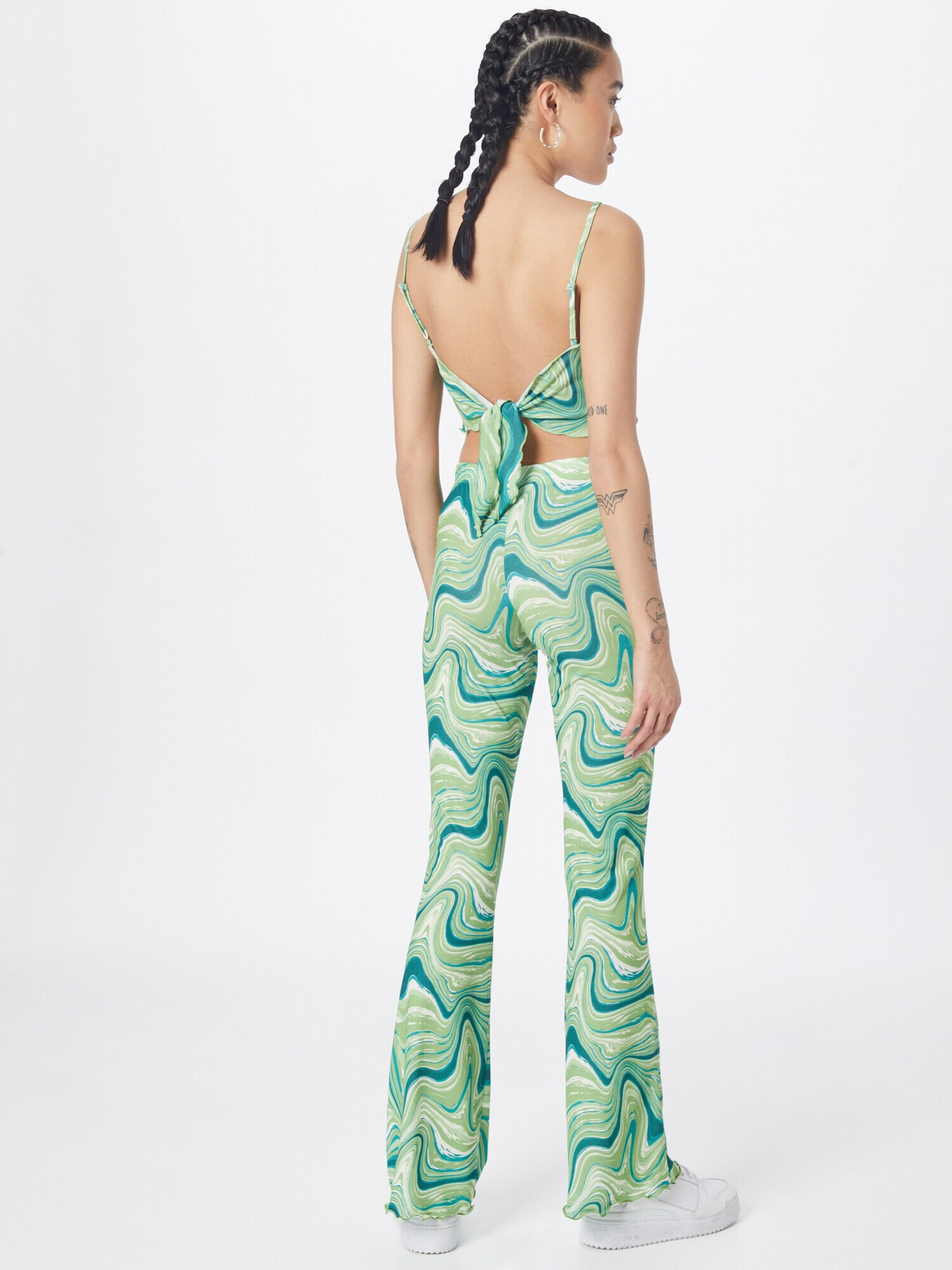 NEON & NYLON Pantaloni verde petrol / verde deschis / alb - Pled.ro