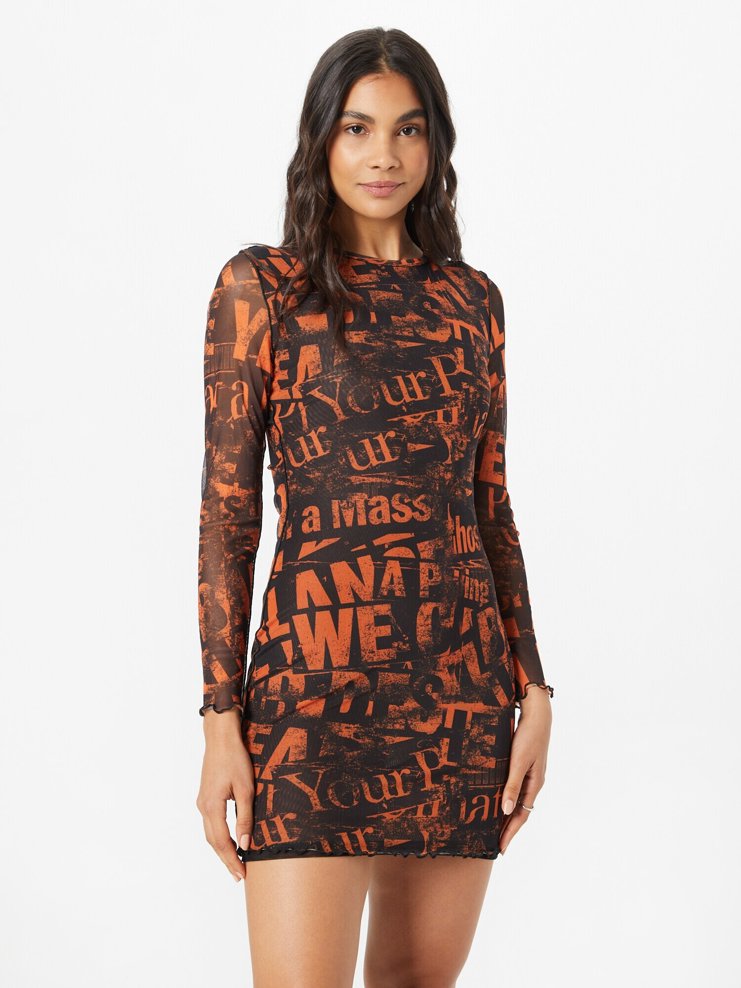 NEON & NYLON Rochie 'TATTOO' portocaliu / negru - Pled.ro