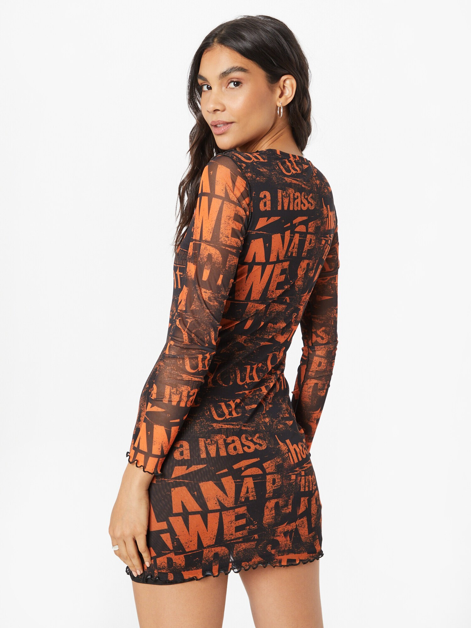 NEON & NYLON Rochie 'TATTOO' portocaliu / negru - Pled.ro