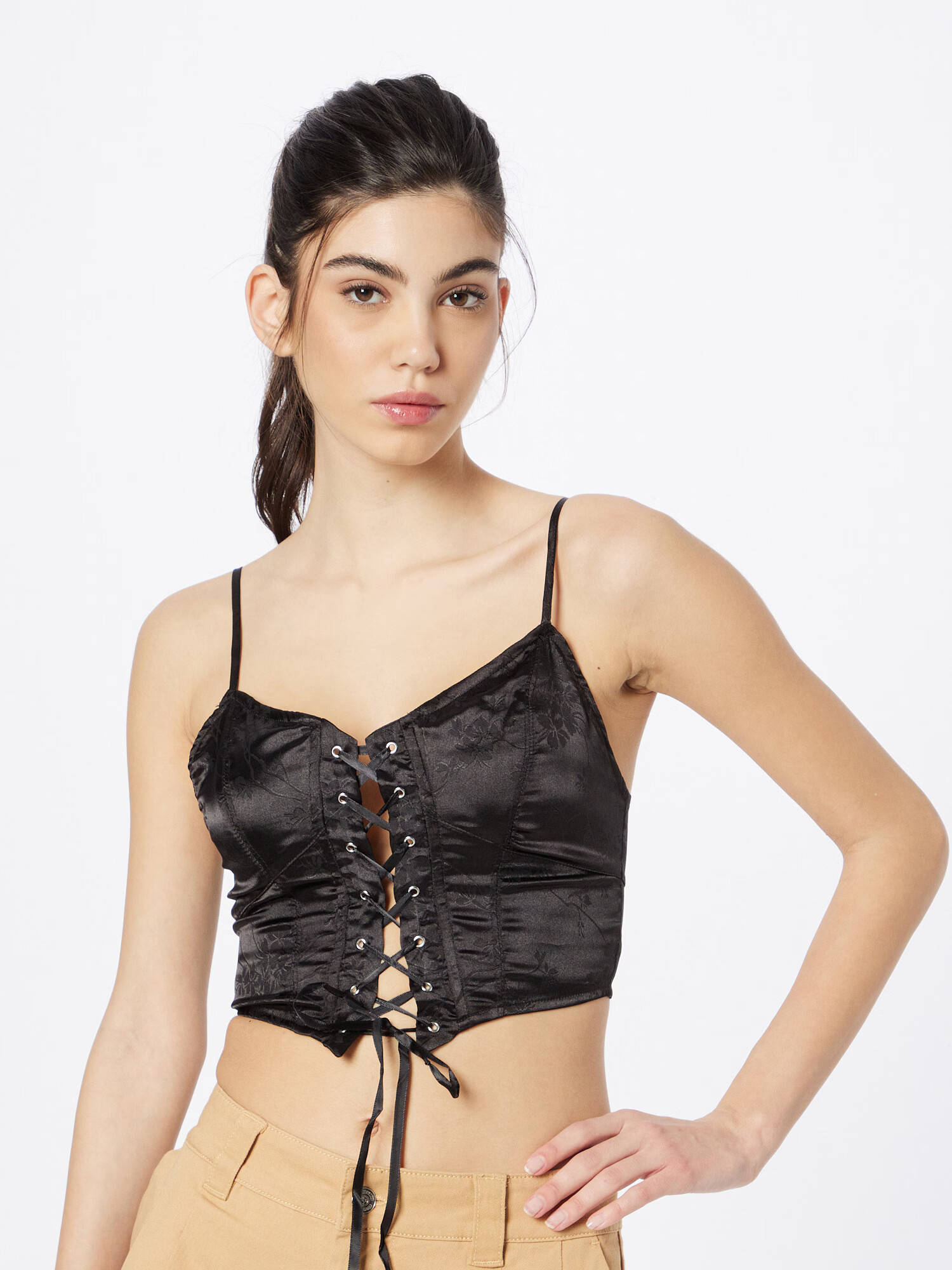 NEON & NYLON Top 'NEONICOLE' negru - Pled.ro