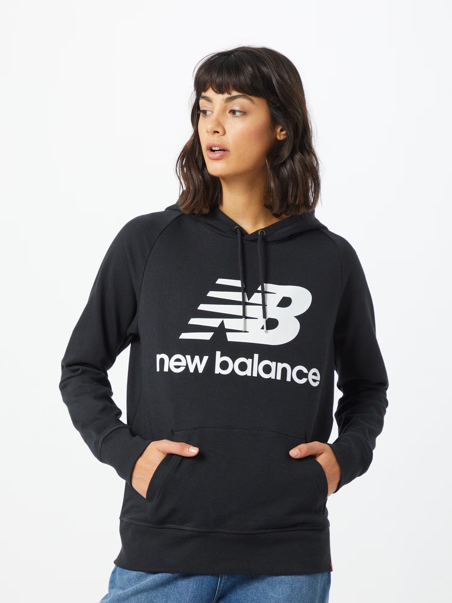 new balance Bluză de molton negru / alb - Pled.ro