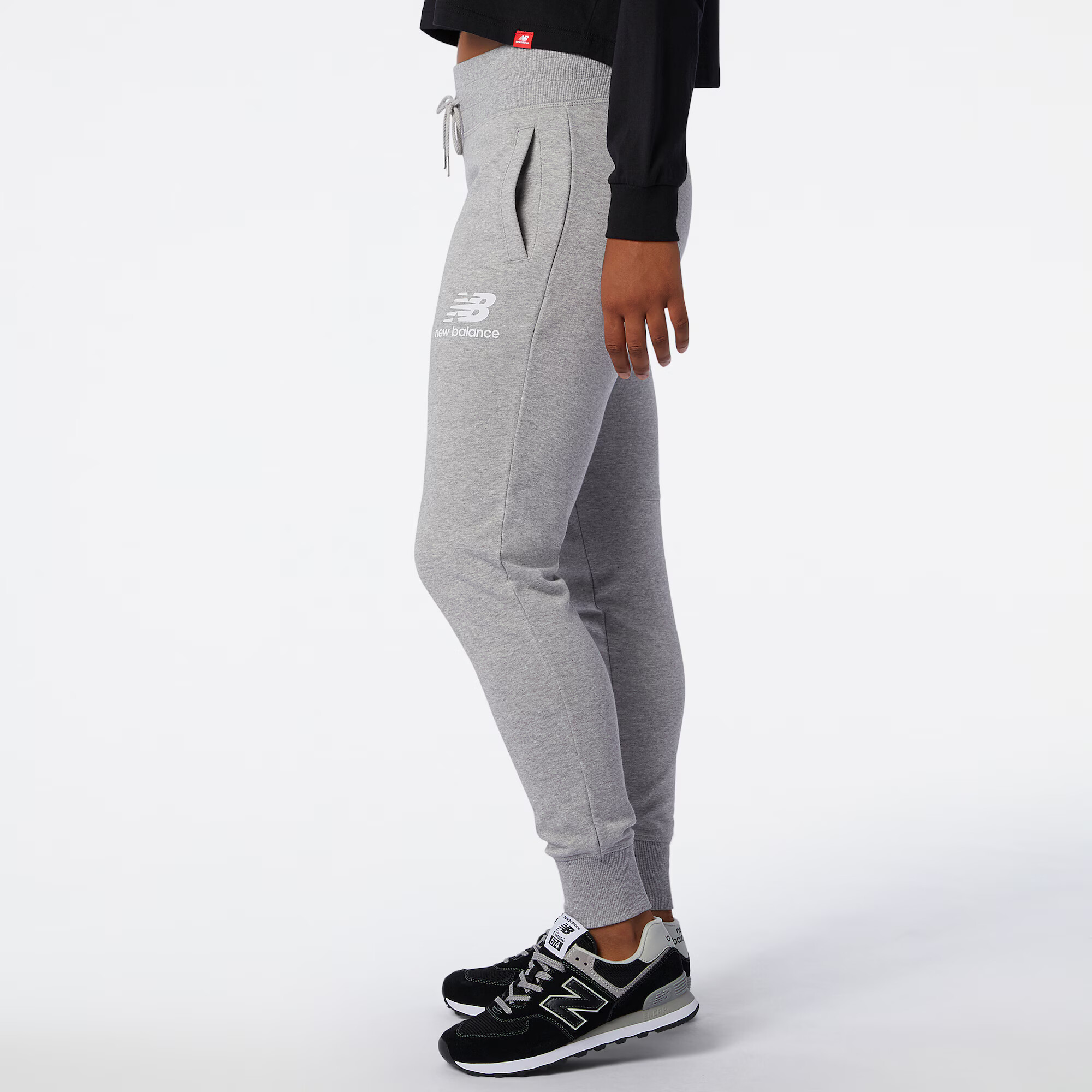 new balance Pantaloni gri amestecat / alb - Pled.ro