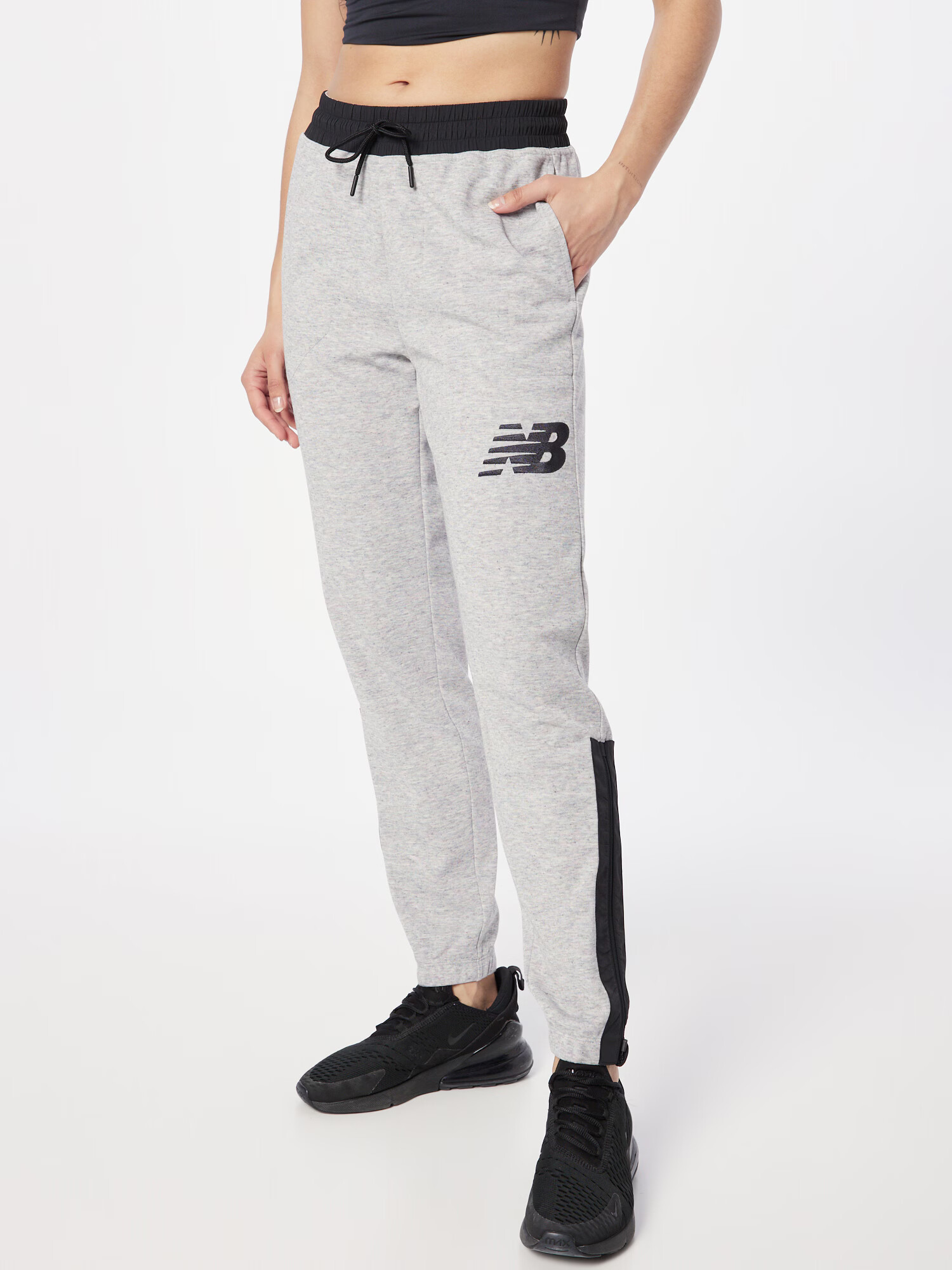 new balance Pantaloni sport 'Moments' gri amestecat / negru - Pled.ro