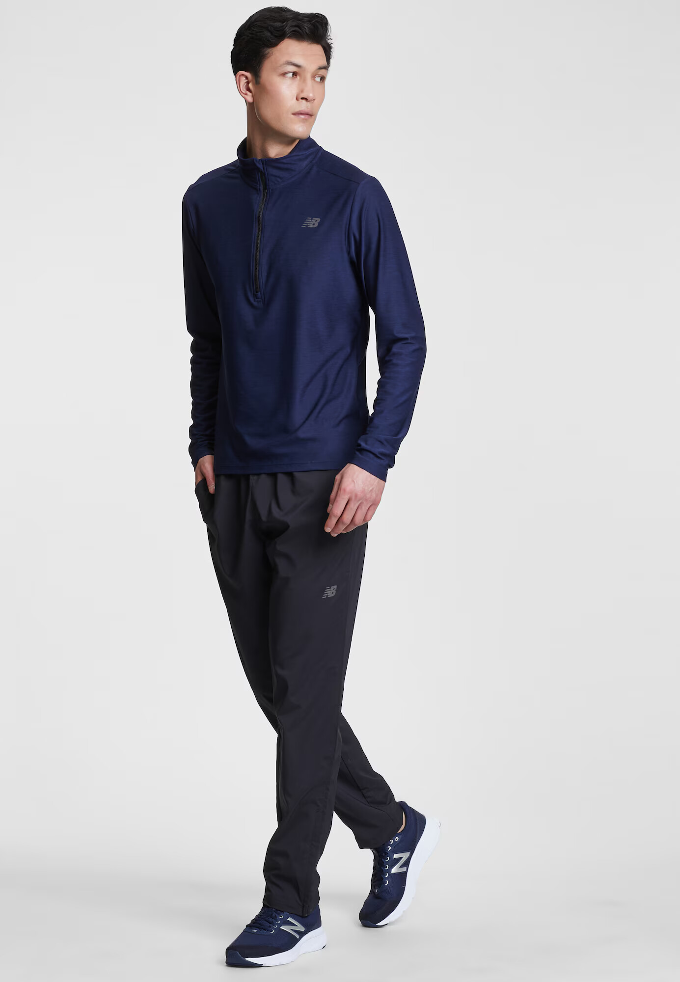 new balance Pantaloni sport 'Stretch Woven' gri deschis / negru - Pled.ro