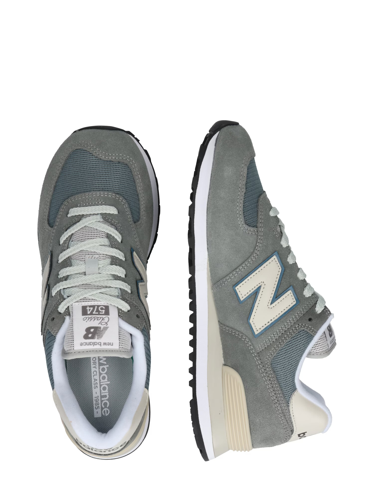 new balance Sneaker low '574' gri / gri deschis / verde petrol / alb - Pled.ro