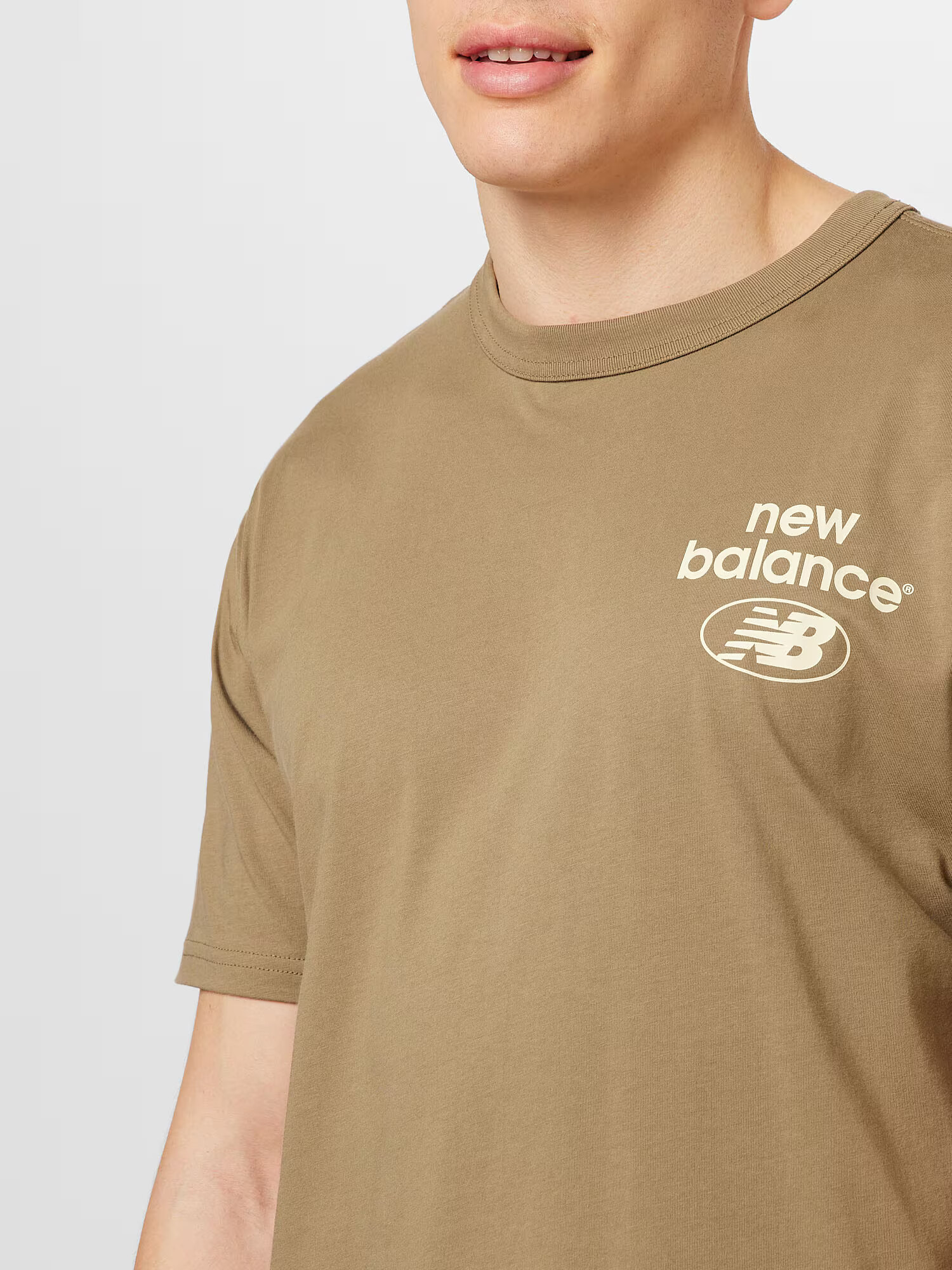 new balance Tricou bej închis / alb - Pled.ro