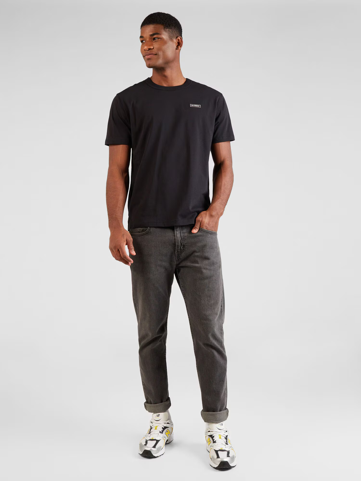 new balance Tricou 'Essentials' negru / alb - Pled.ro