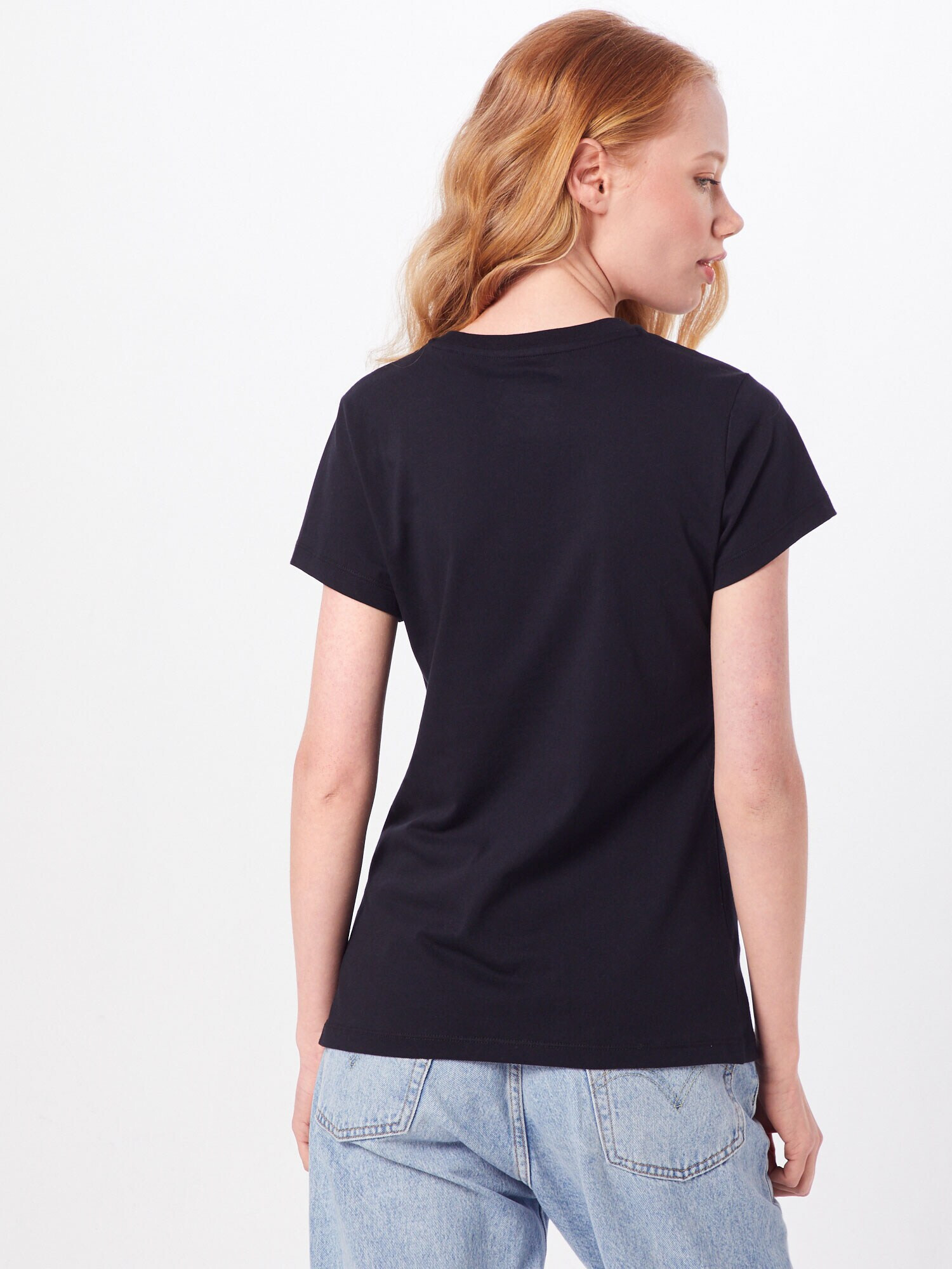 new balance Tricou 'Essentials Stacked Logo' negru / alb - Pled.ro