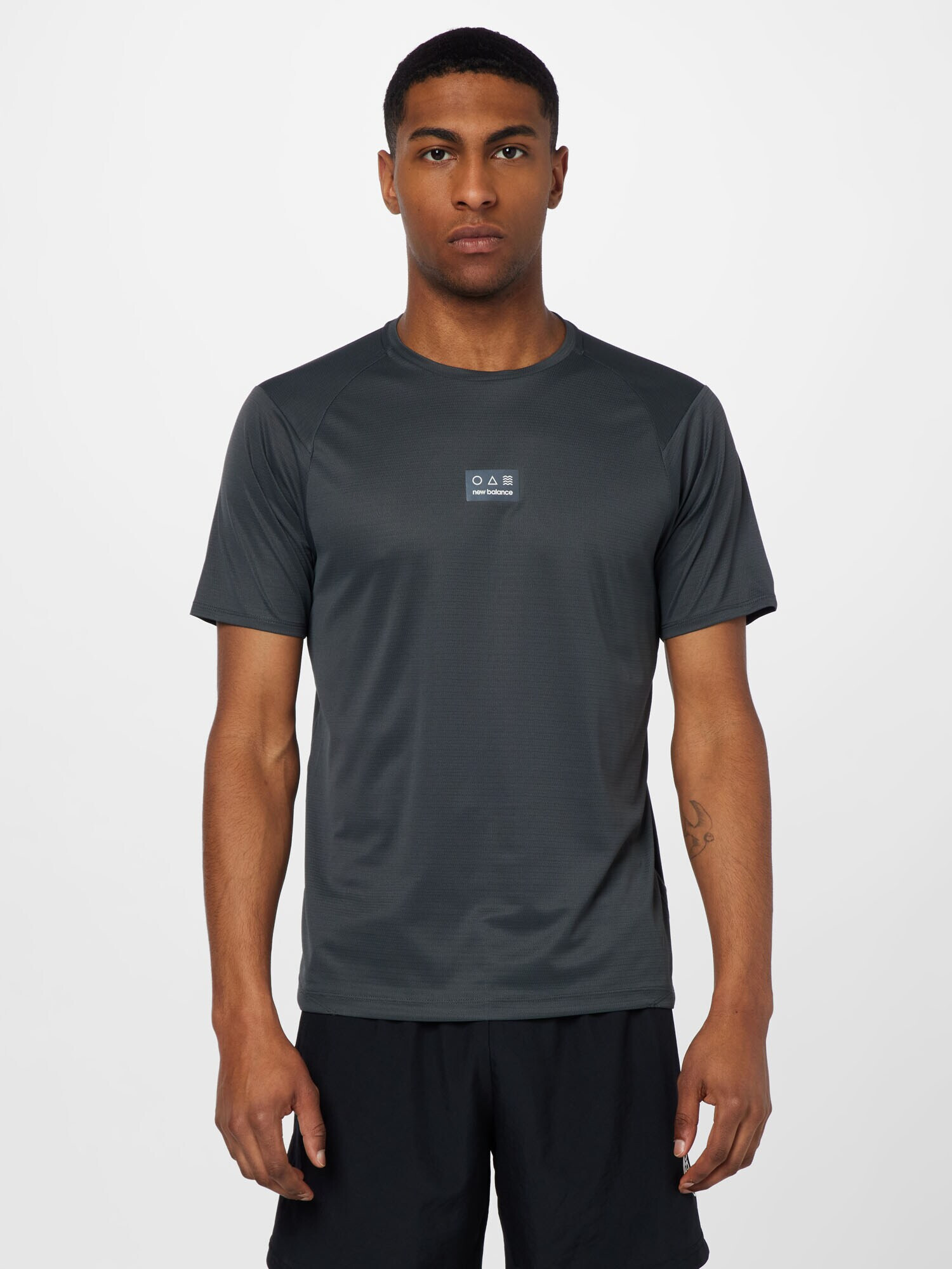 new balance Tricou funcțional gri închis / negru / alb - Pled.ro