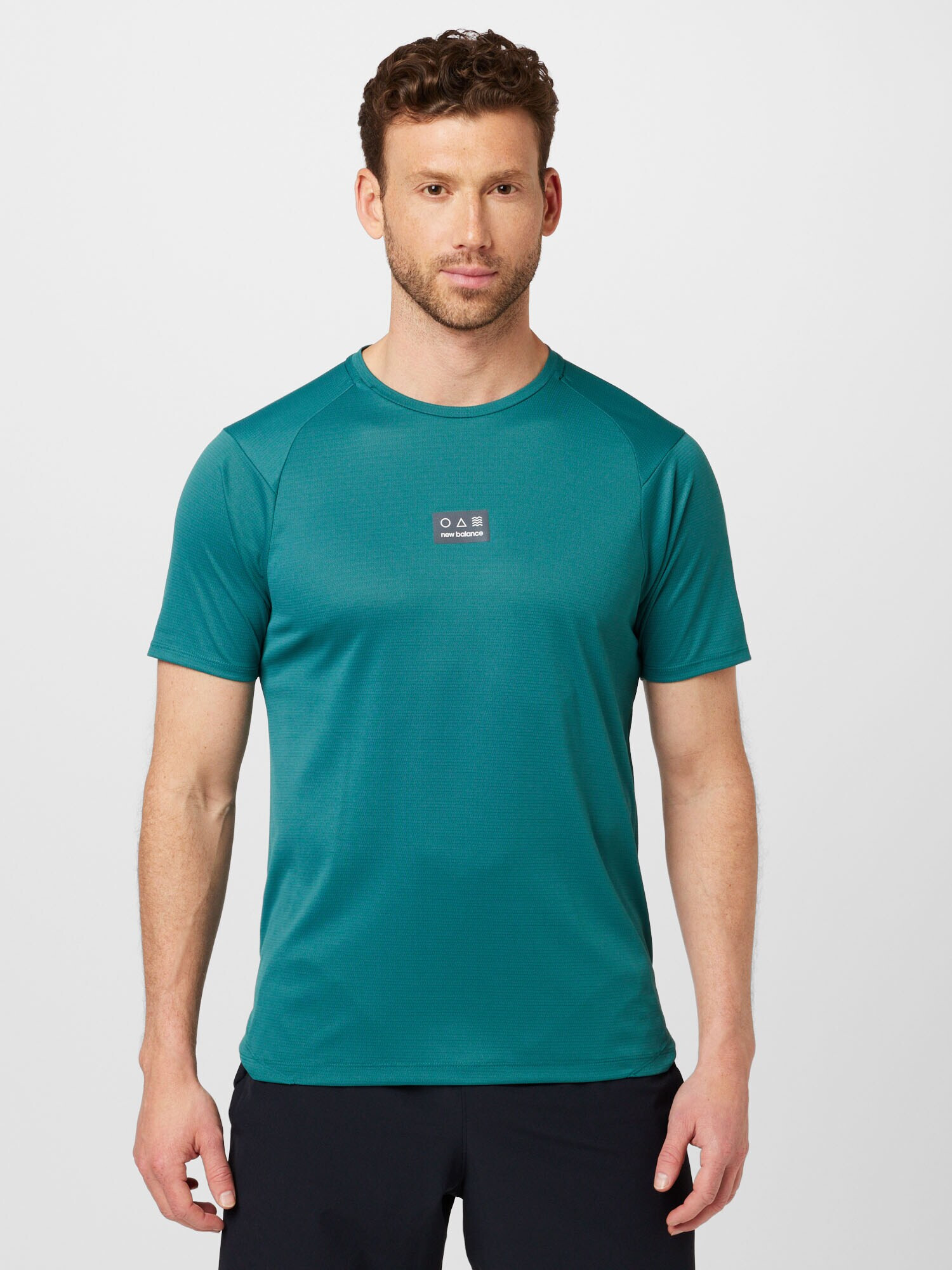 new balance Tricou funcțional gri / verde petrol / alb - Pled.ro