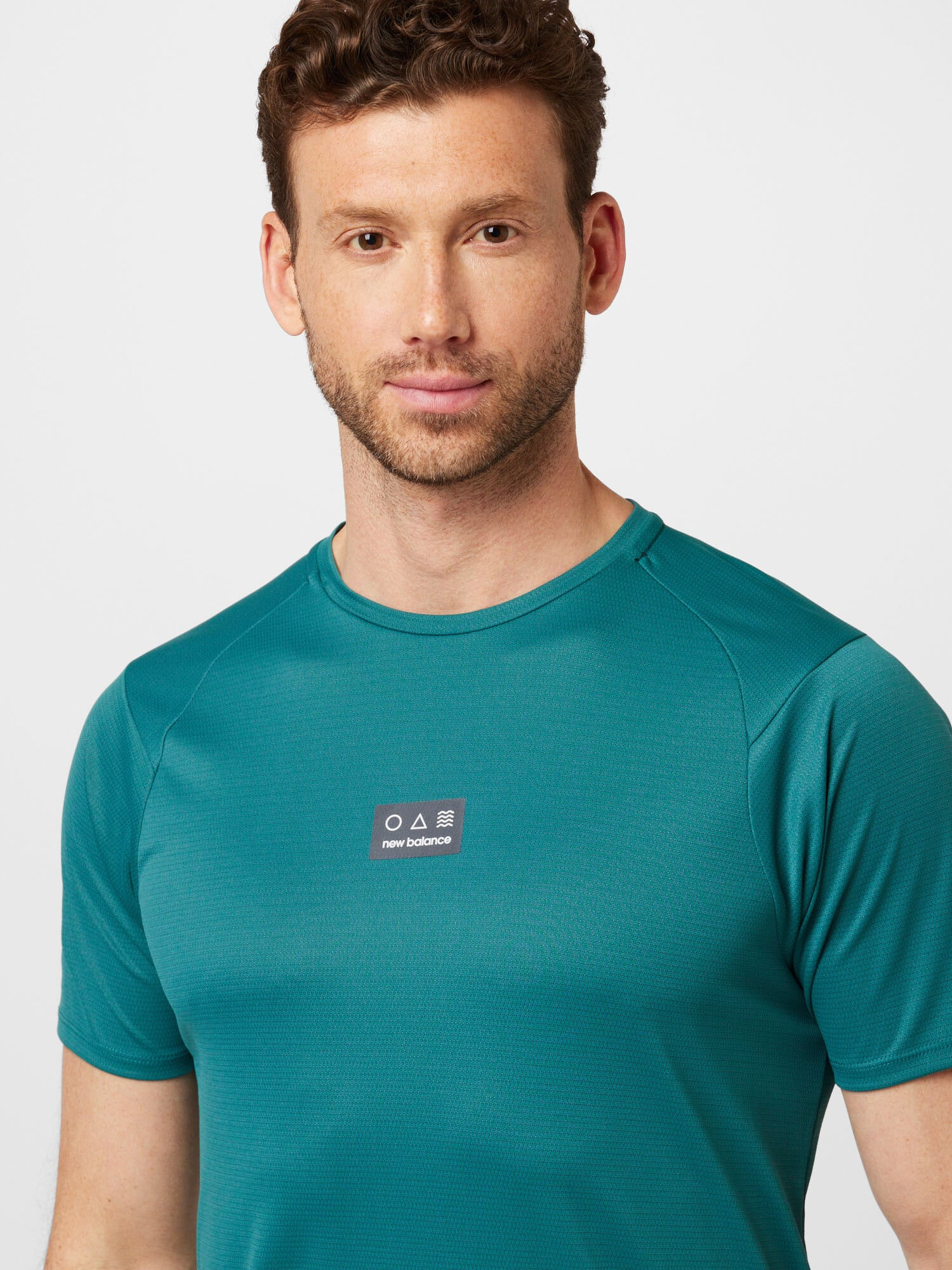 new balance Tricou funcțional gri / verde petrol / alb - Pled.ro