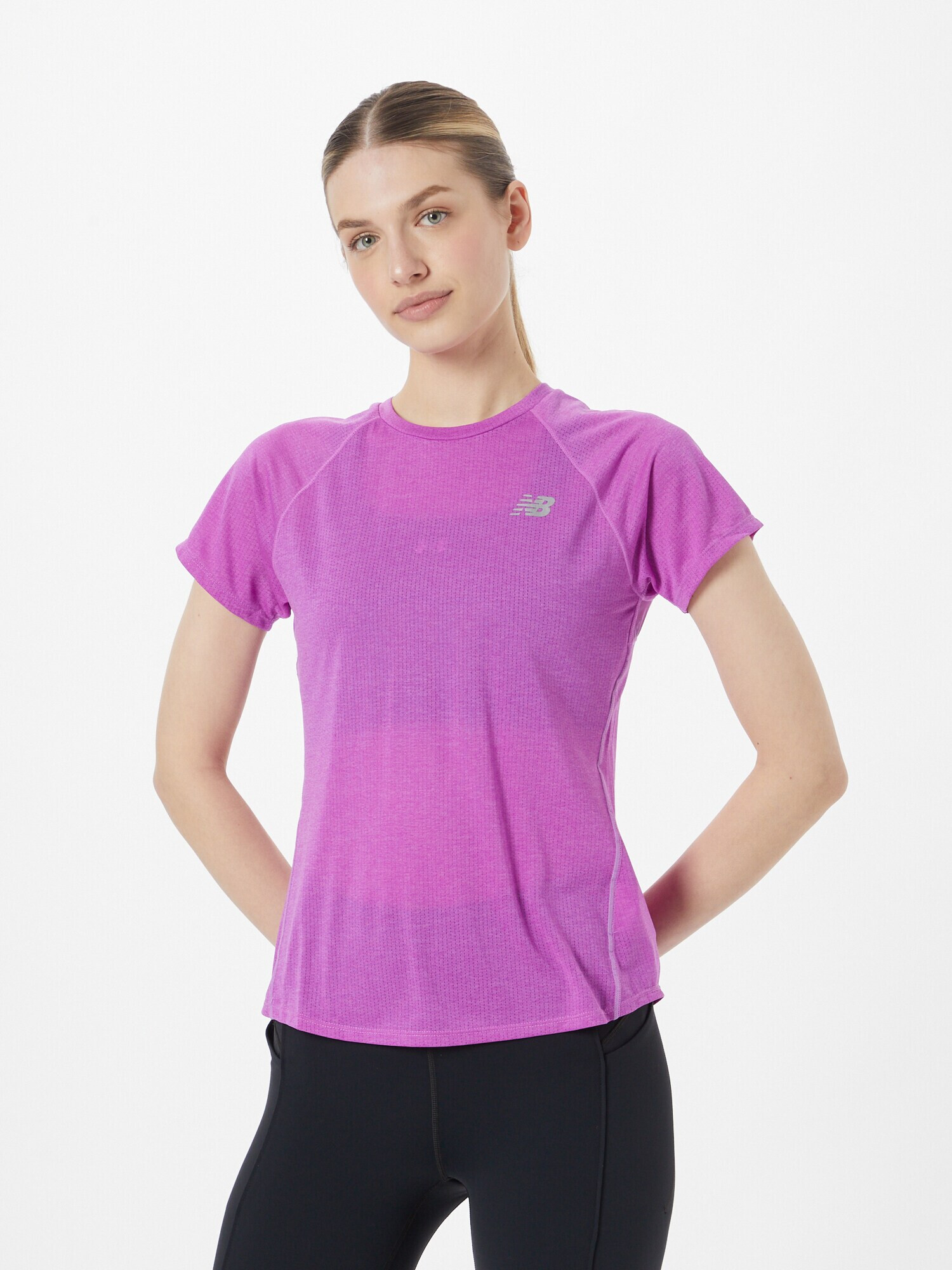 new balance Tricou funcțional 'Impact Run' gri / mov neon - Pled.ro