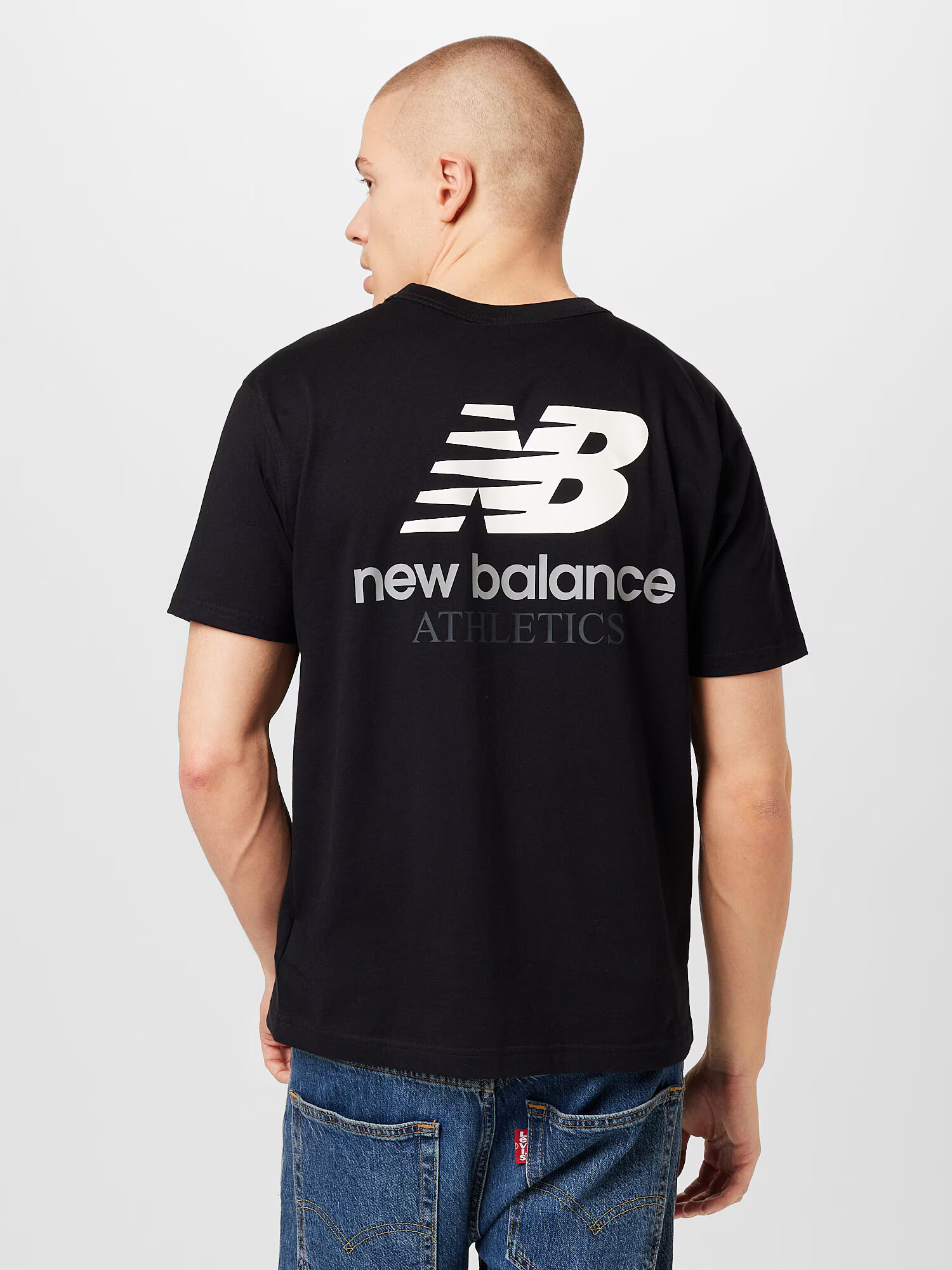 new balance Tricou negru / alb - Pled.ro