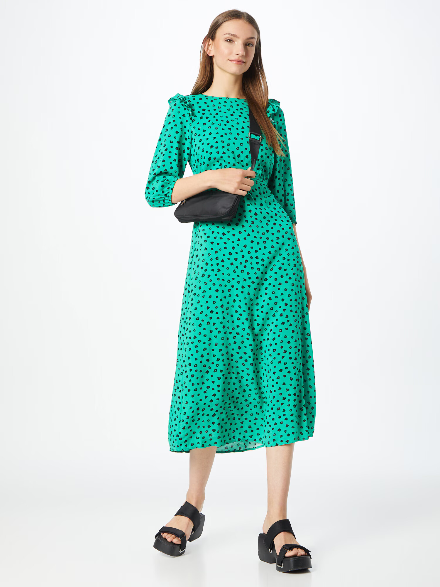 NEW LOOK Rochie verde jad / negru - Pled.ro